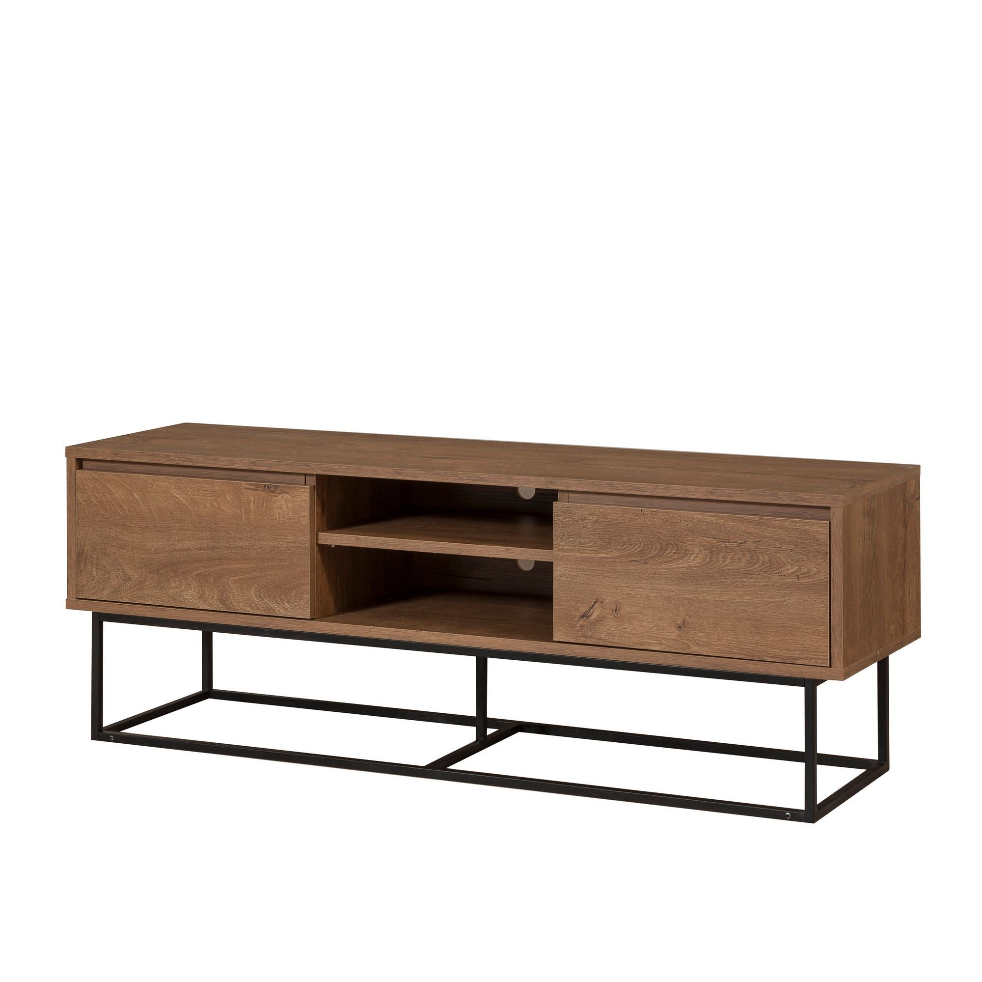 Verleihen Sie Ihrem Wohnzimmer mit dem Rodez 140 Sideboard von Hanah Home in Walnuss Schwarz einen modernen Akzent. Funktionalität und Stil vereint!