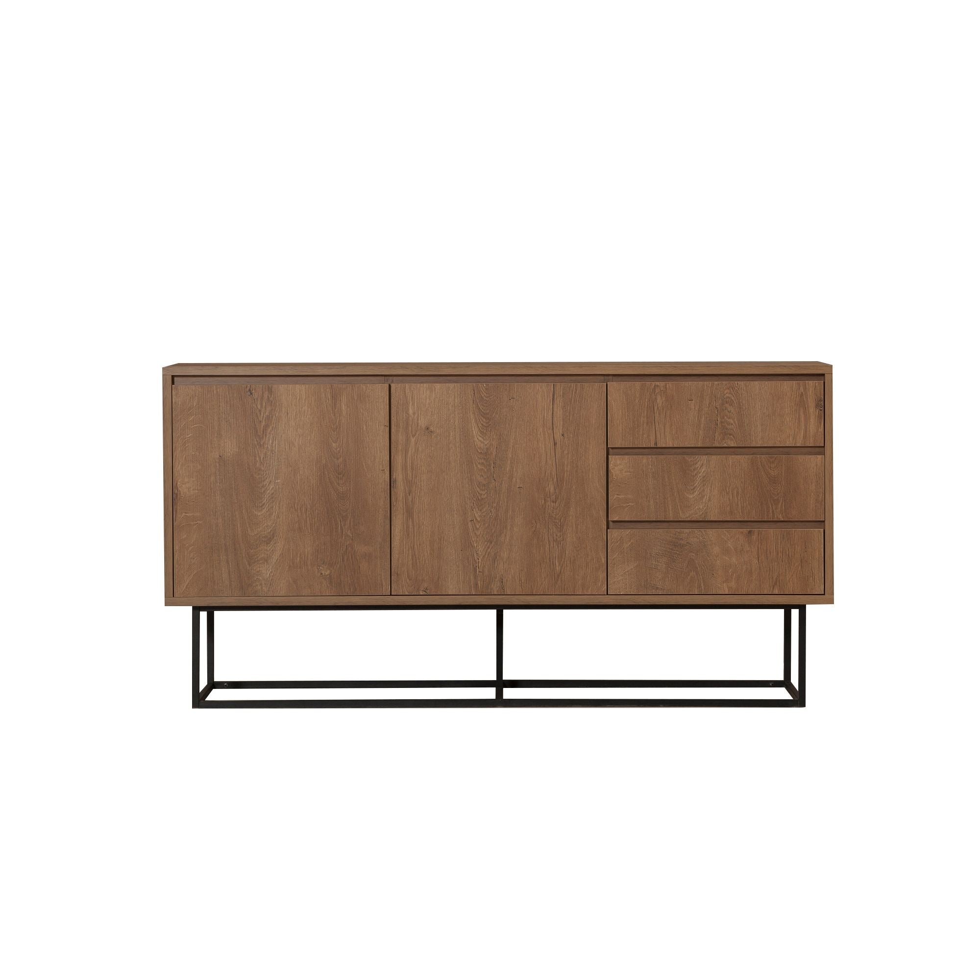 Ruba in Walnuss Schwarz präsentiert im Onlineshop von KAQTU Design AG. High-Sideboard ist von Hanah Home