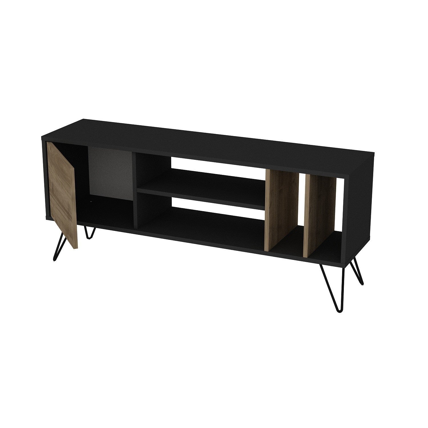 Verleihen Sie Ihrem Wohnraum mit dem Mistico (140) Sideboard in Walnuss Schwarz von Hanah Home Eleganz und Funktionalität. Ideal für modernes Wohnen.