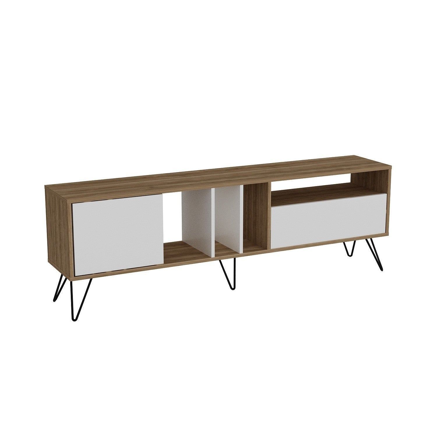 Mistico (180) - Walnut, White in Walnuss Schwarz Weiss präsentiert im Onlineshop von KAQTU Design AG. Sideboard ist von Hanah Home