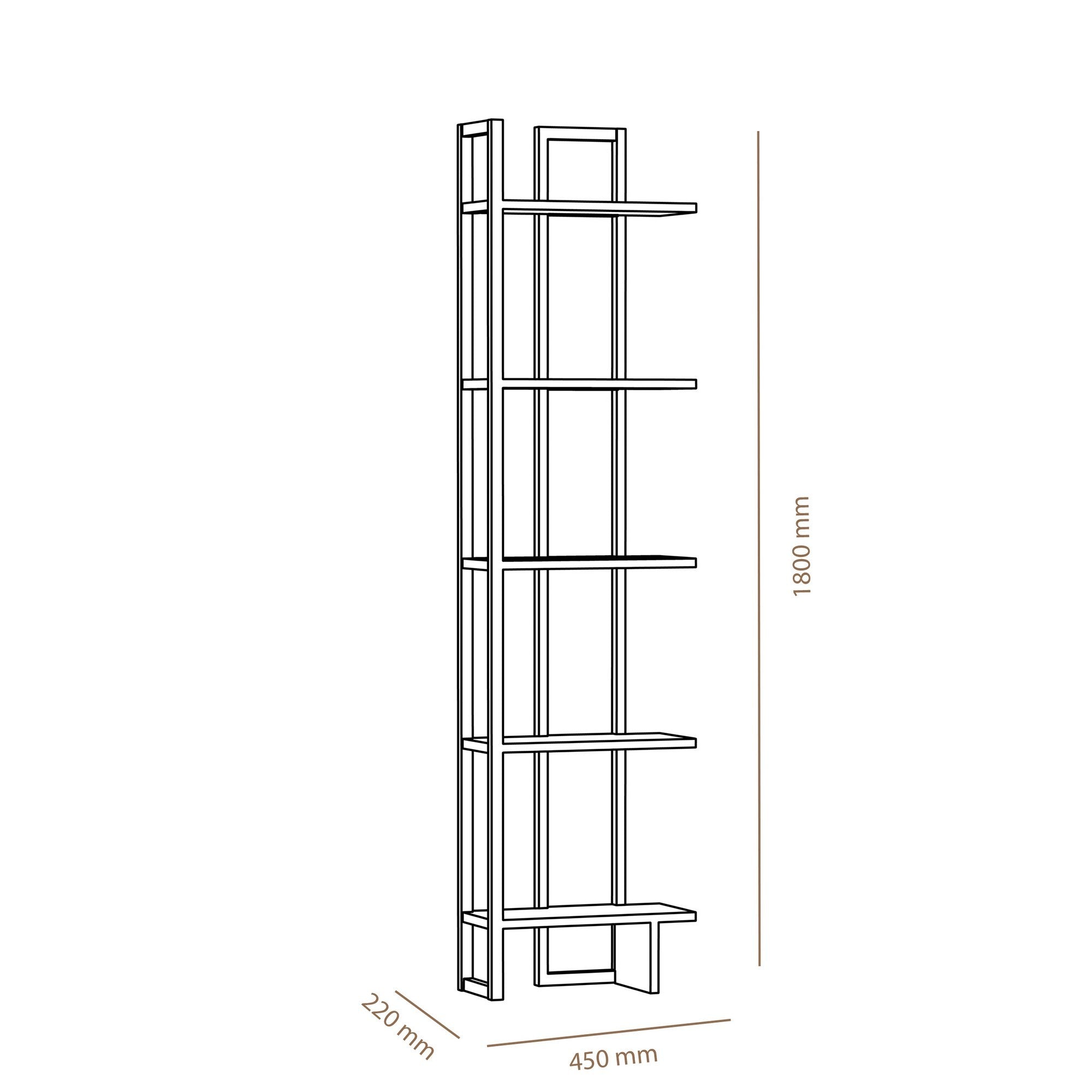 Entdecken Sie das Alice Bücherregal in Eiche Schwarz von Hanah Home – ein stilvolles, modernes Möbelstück für elegante Raumgestaltung und optimale Aufbewahrung.