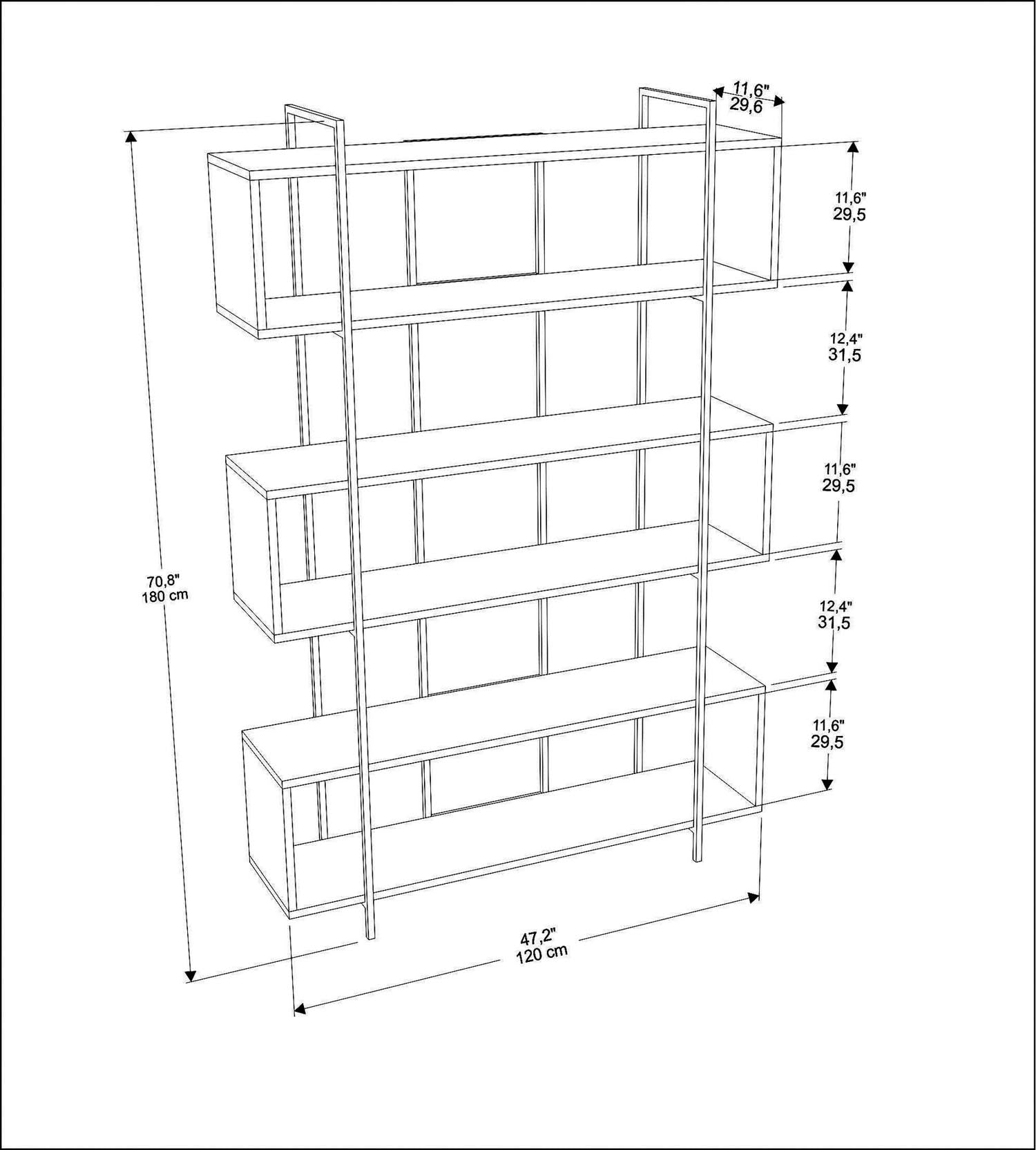 Verleihen Sie Ihrem Raum mit dem Bruti Bücherregal von Hanah Home in Grün und Schwarz einen modernen Akzent. Ideal für Bücher und Deko!
