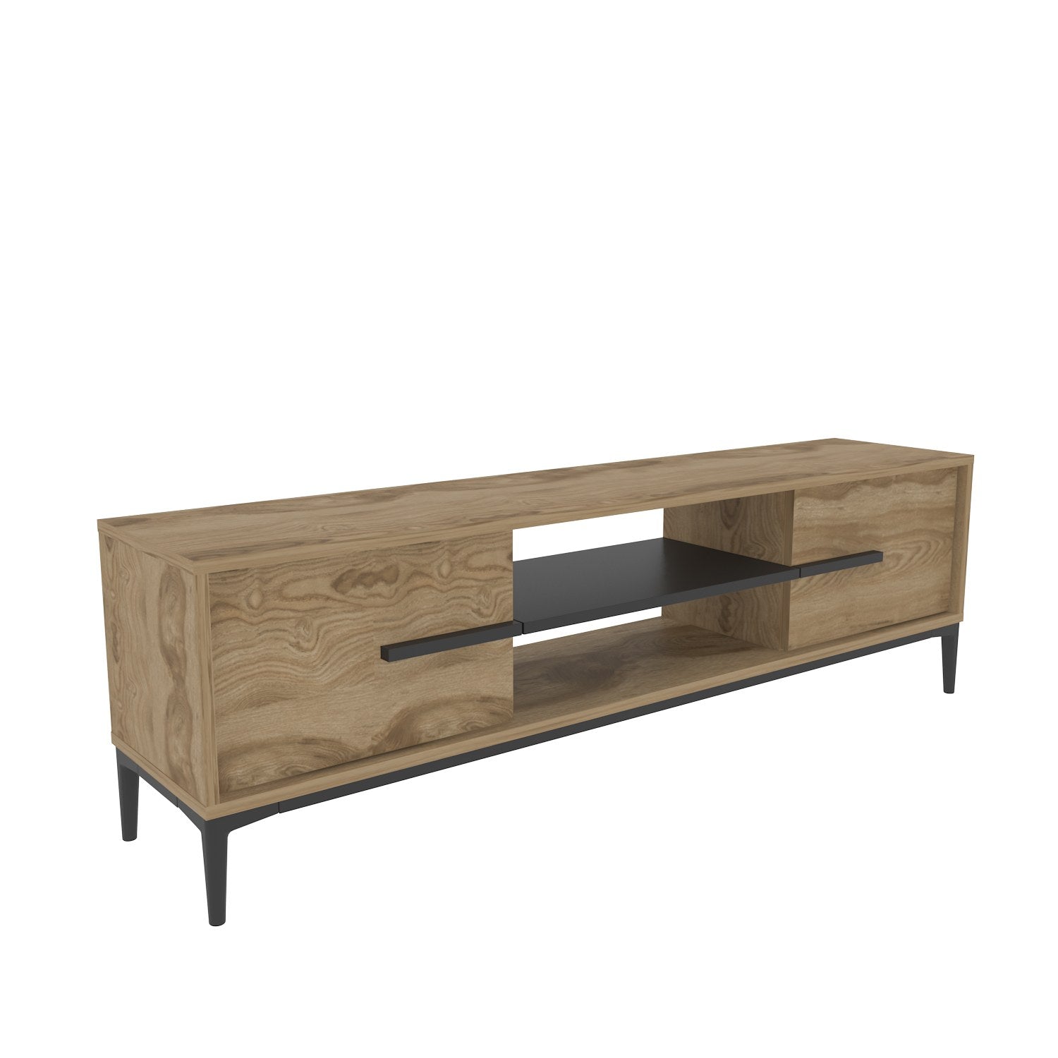Eslem - Oak, Black in Eiche Schwarz präsentiert im Onlineshop von KAQTU Design AG. Sideboard ist von Hanah Home