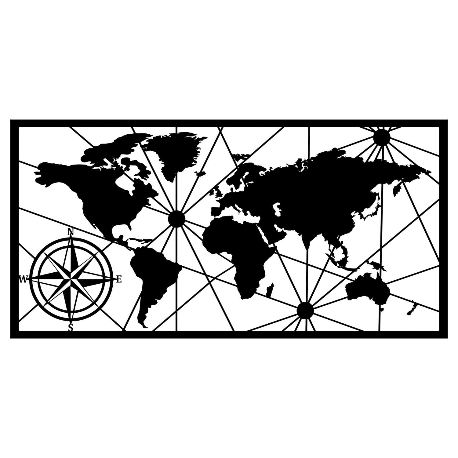 World Map Large 2 in Schwarz präsentiert im Onlineshop von KAQTU Design AG. Wanddeko ist von Wallity