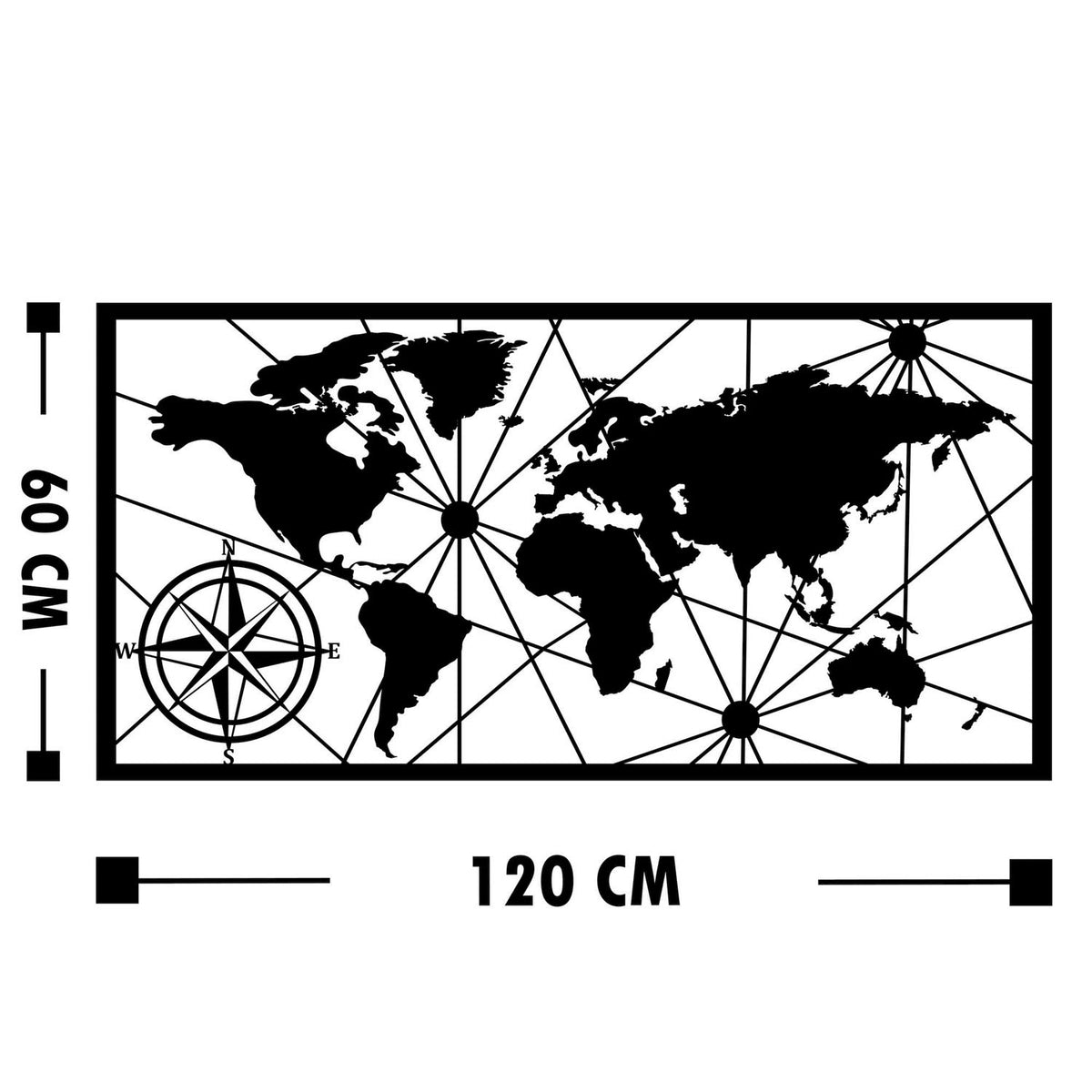 World Map Large Wanddeko - Schwarz in Schwarz präsentiert im Onlineshop von KAQTU Design AG. Wanddeko ist von Wallity