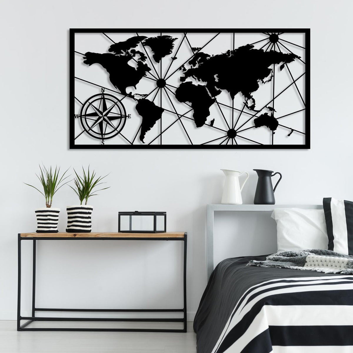 World Map Large Wanddeko - Schwarz in Schwarz präsentiert im Onlineshop von KAQTU Design AG. Wanddeko ist von Wallity