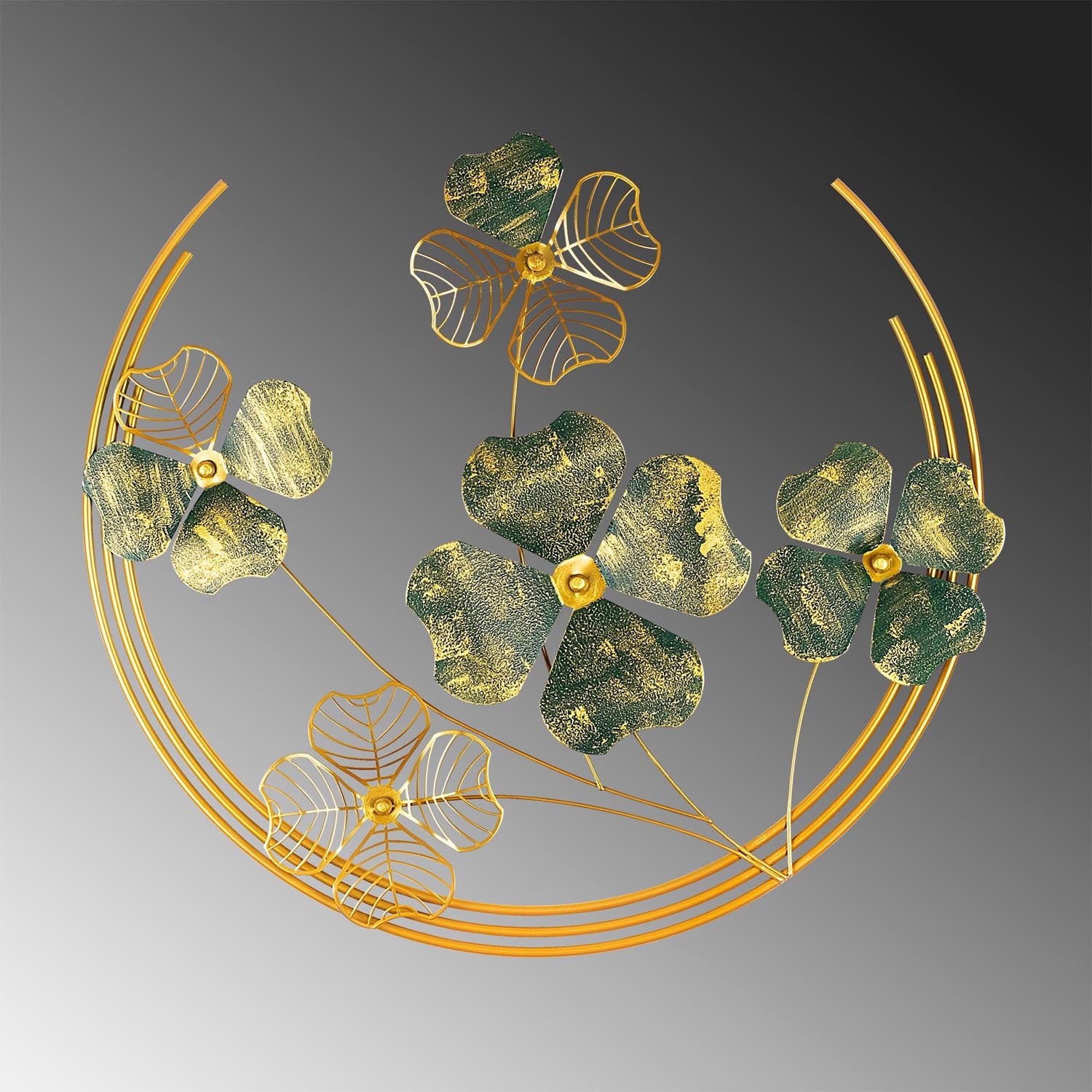 Verleihen Sie Ihrem Zuhause mit der Haiyang Wanddeko von Wallity in Grün Gold einen Hauch von Luxus und natürlicher Schönheit – ein handgefertigtes Meisterwerk!