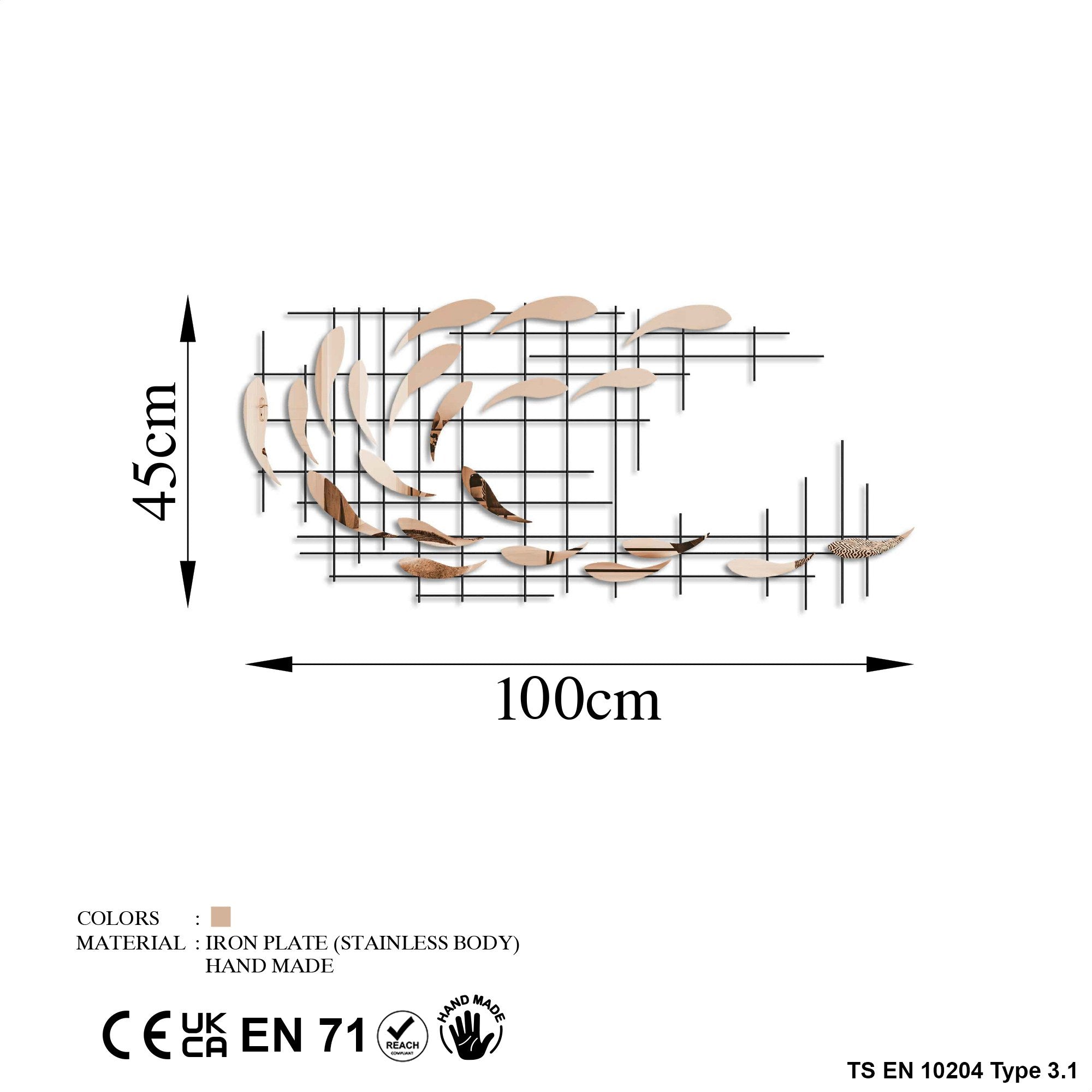 Entdecken Sie die mehrfarbige Sheen Wanddeko von Wallity – ein elegantes Metallkunstwerk, das jeden Raum stilvoll aufwertet und begeistert.