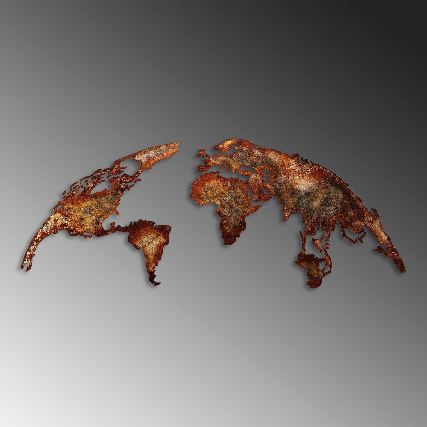 Verleihen Sie Ihrem Zuhause mit der mehrfarbigen World Map Medium Wanddeko von Wallity einen Hauch von Eleganz und Kreativität. Dieses handgefertigte Metallkunstwerk ist ein einzigartiger Blickfang für jeden Raum.