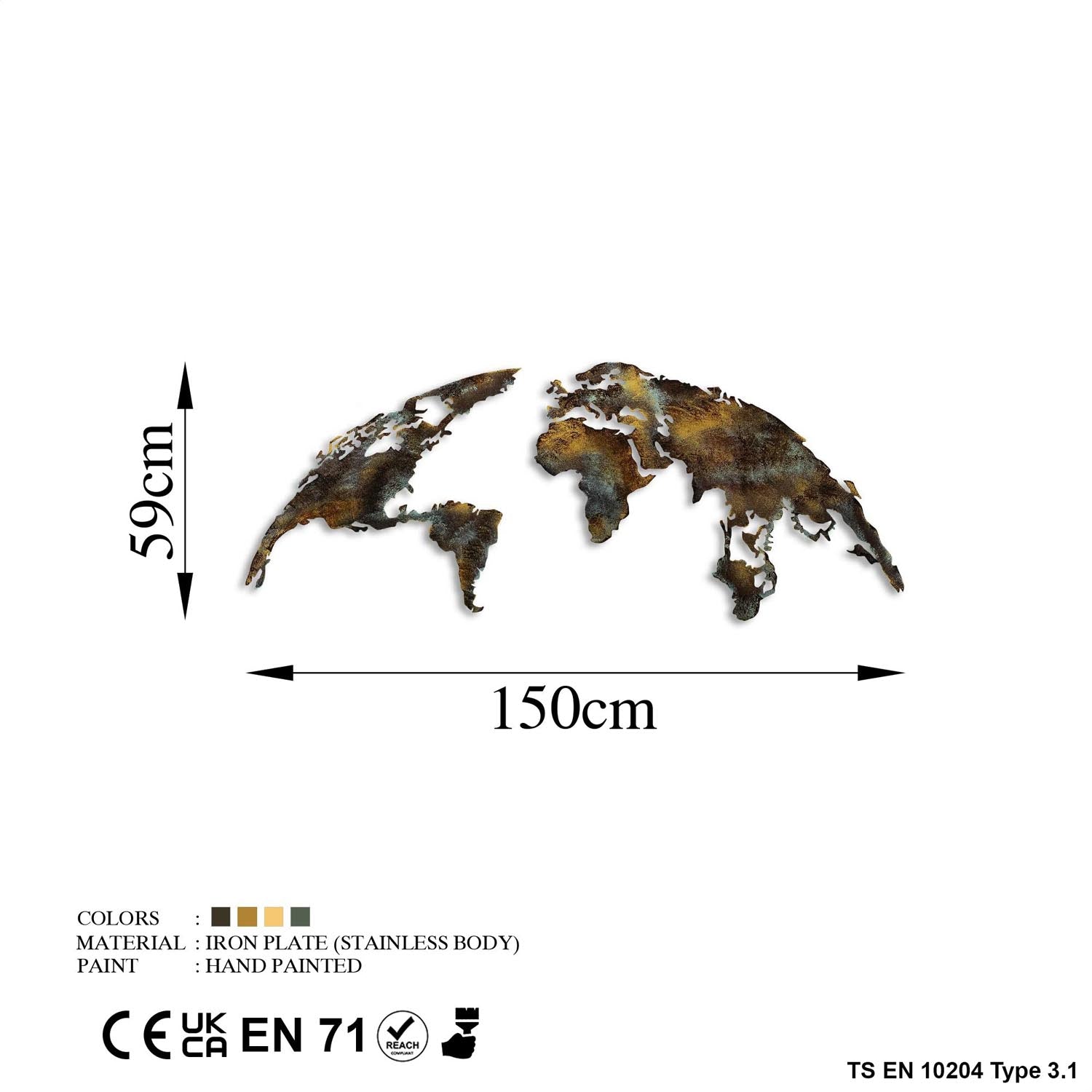 Verleihen Sie Ihrem Zuhause mit der mehrfarbigen World Map Medium Wanddeko von Wallity einen Hauch von Eleganz und Kreativität.