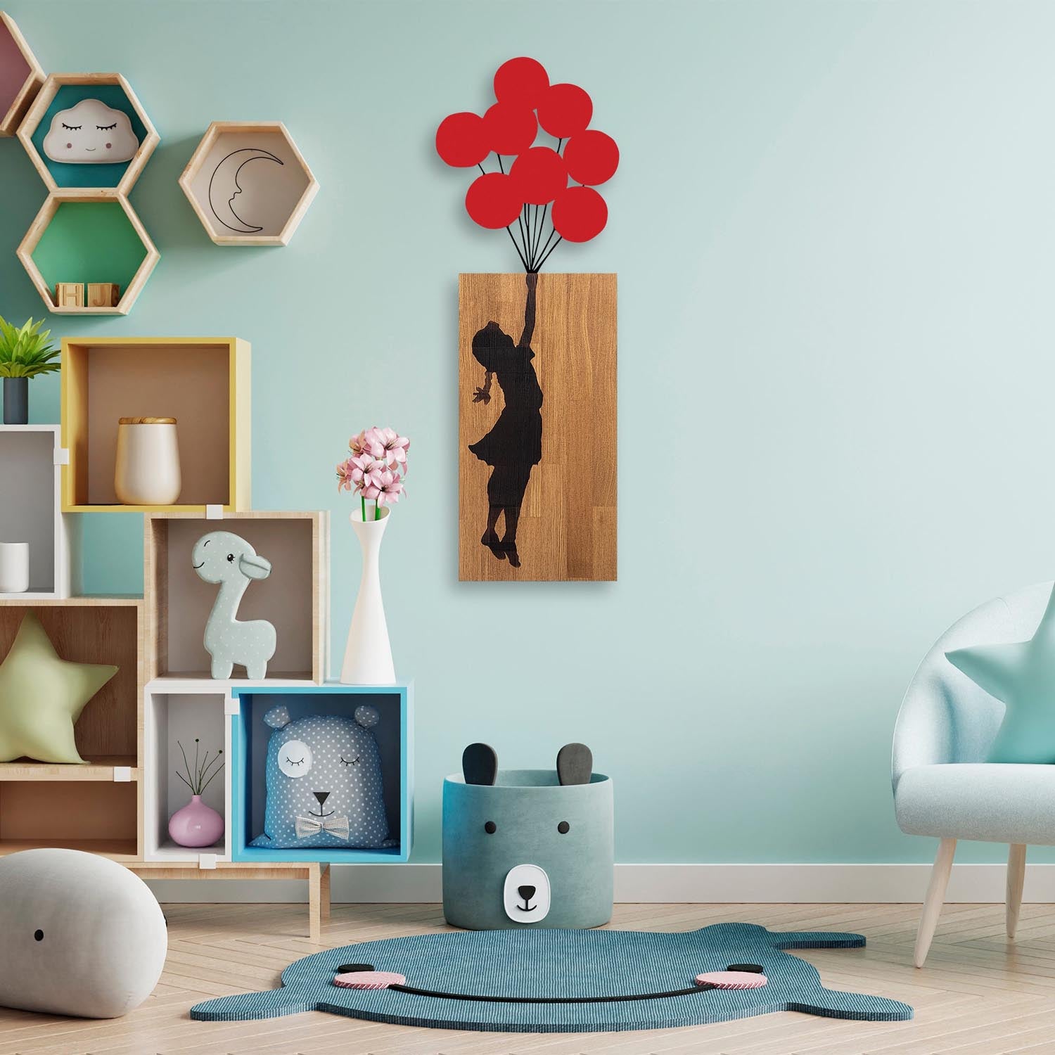 Gestalten Sie Ihre Wände neu mit der stilvollen Banksy Wanddeko in Walnuss Schwarz von Wallity – ein elegantes Kunstwerk für jeden Raum!