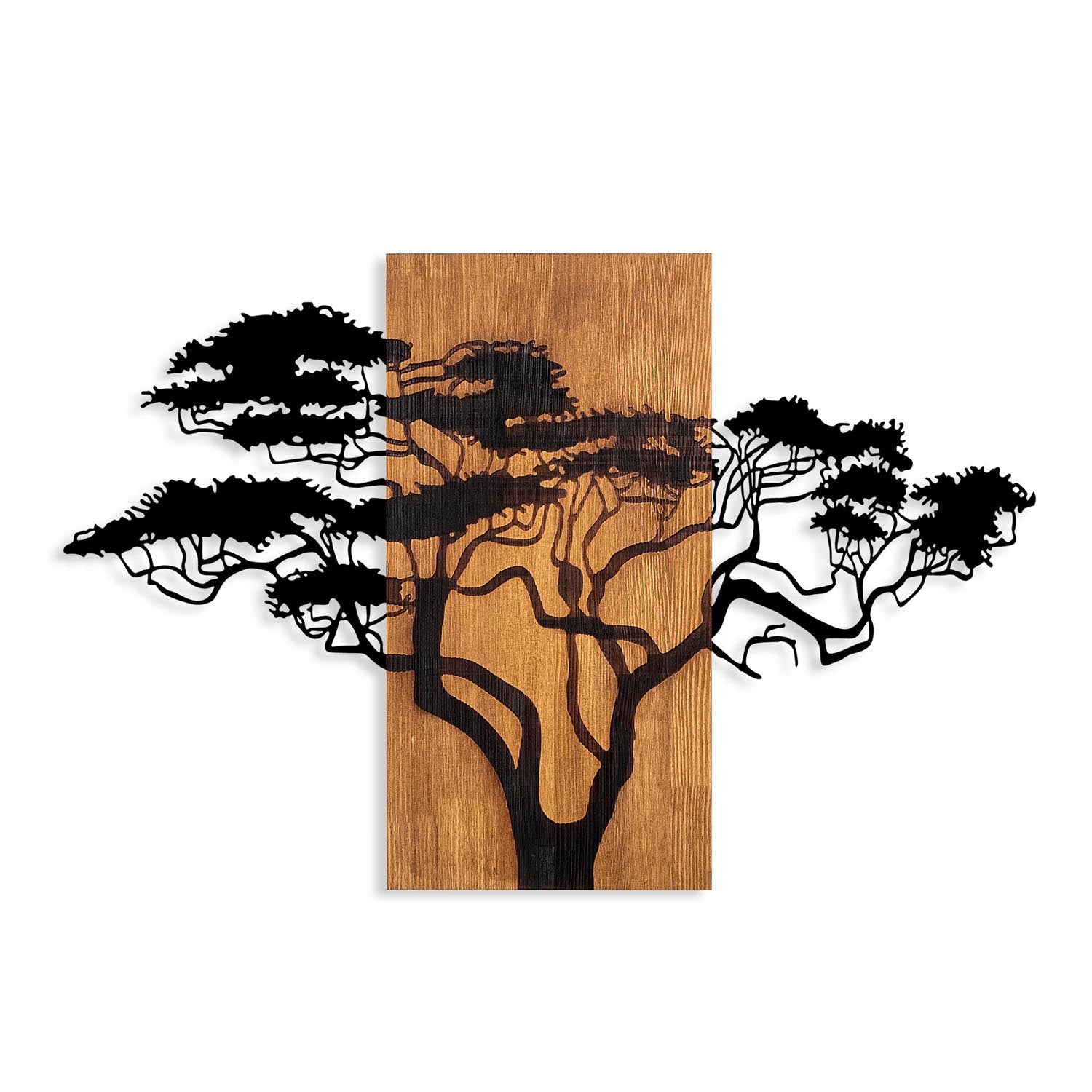 Gestalten Sie Ihre Wände mit der einzigartigen Acacia Tree Wanddeko in Walnuss Schwarz von Wallity – ein Meisterwerk aus echtem Holz, das Stil und Wärme ausstrahlt.