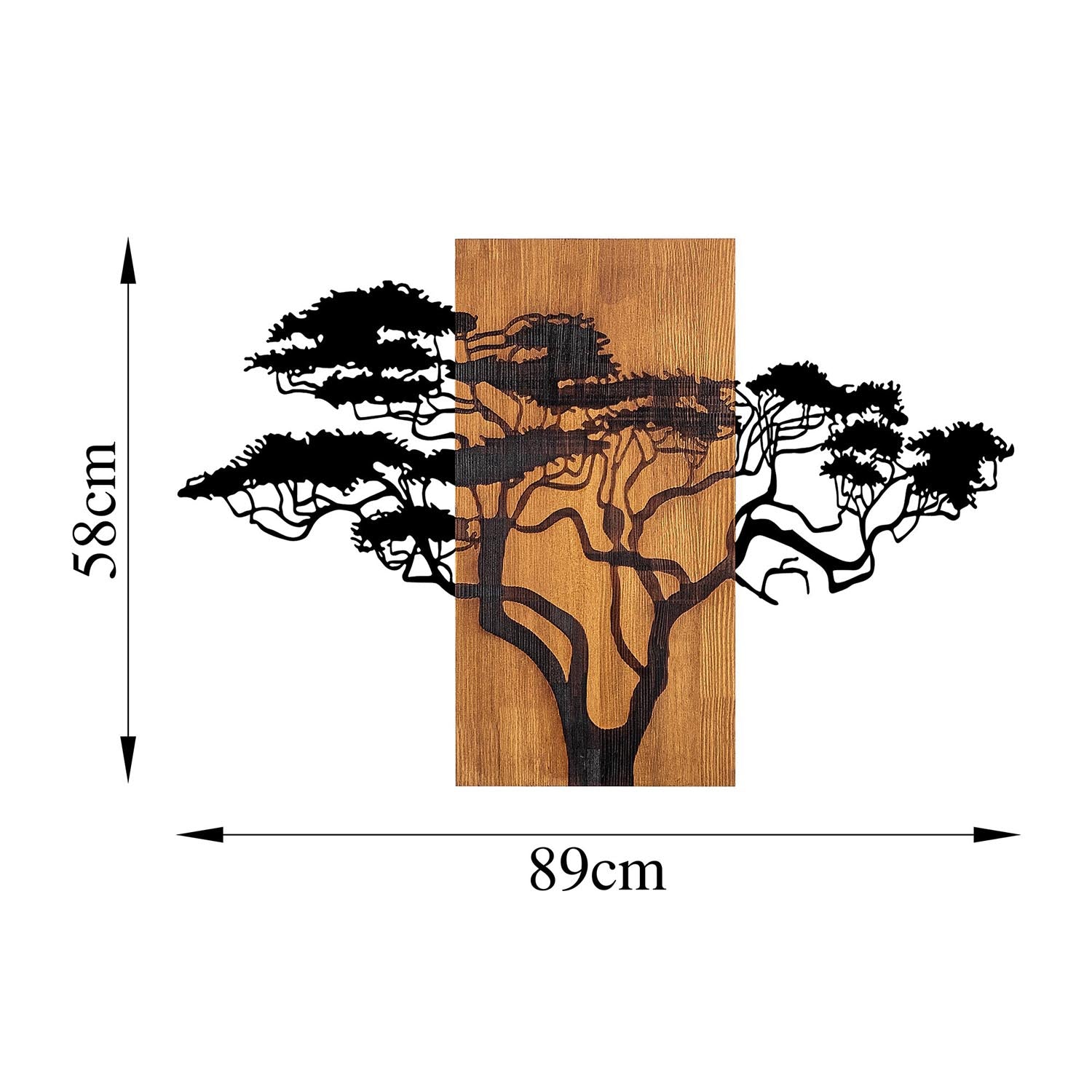 Entdecken Sie die Acacia Tree Wanddeko in Walnuss Schwarz von Wallity – ein einzigartiges Holzkunstwerk, das jedem Raum Wärme und Stil verleiht.
