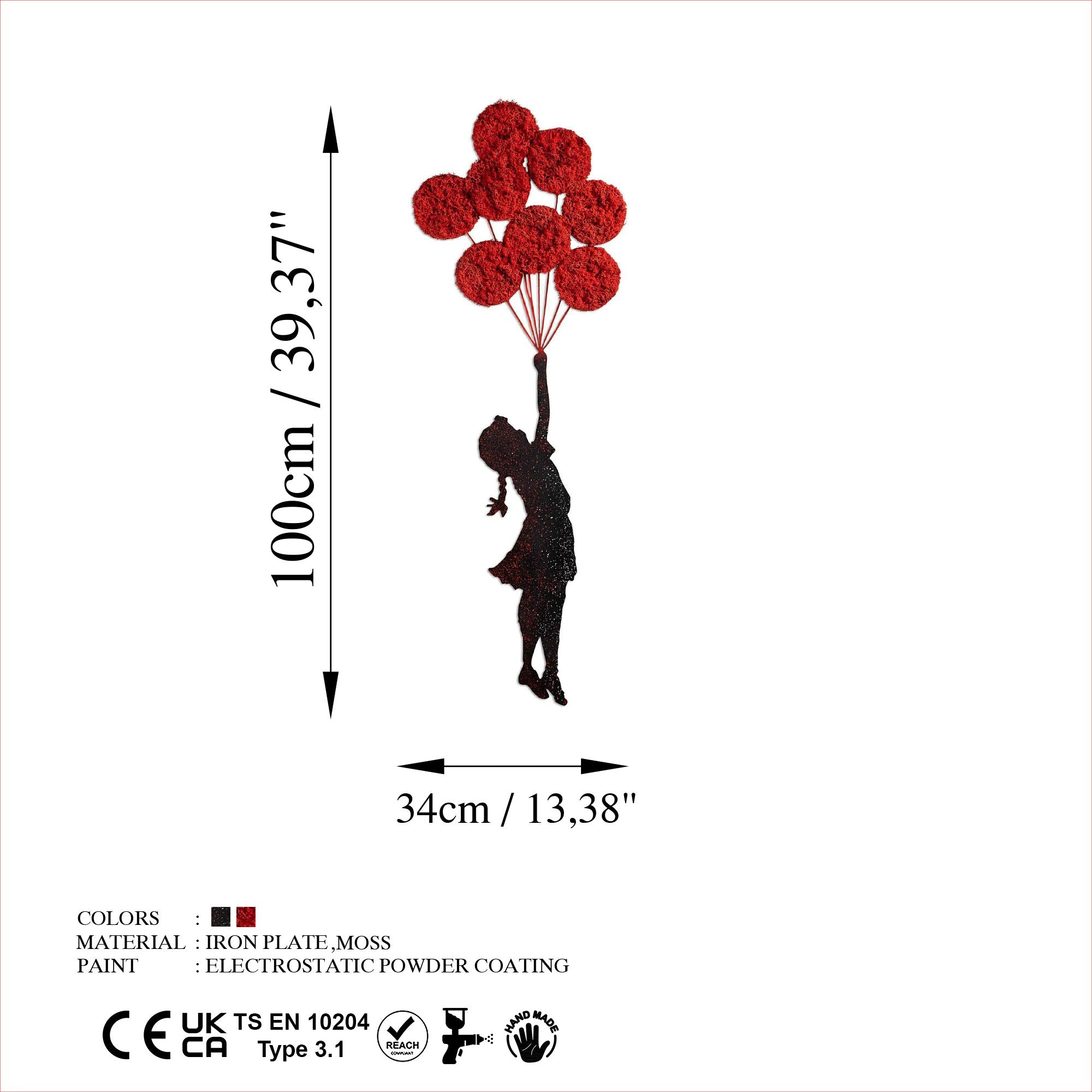 Setzen Sie mit der einzigartigen Banksy Wanddeko in Rot Schwarz von Wallity einen stilvollen Akzent in Ihrem Zuhause. Handgefertigte Eleganz!