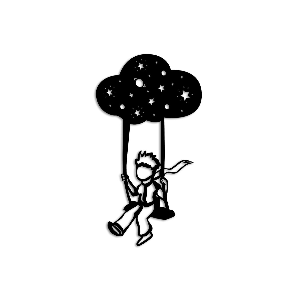 The Little Prince Wanddeko - Schwarz in Schwarz präsentiert im Onlineshop von KAQTU Design AG. Wanddeko ist von Wallity