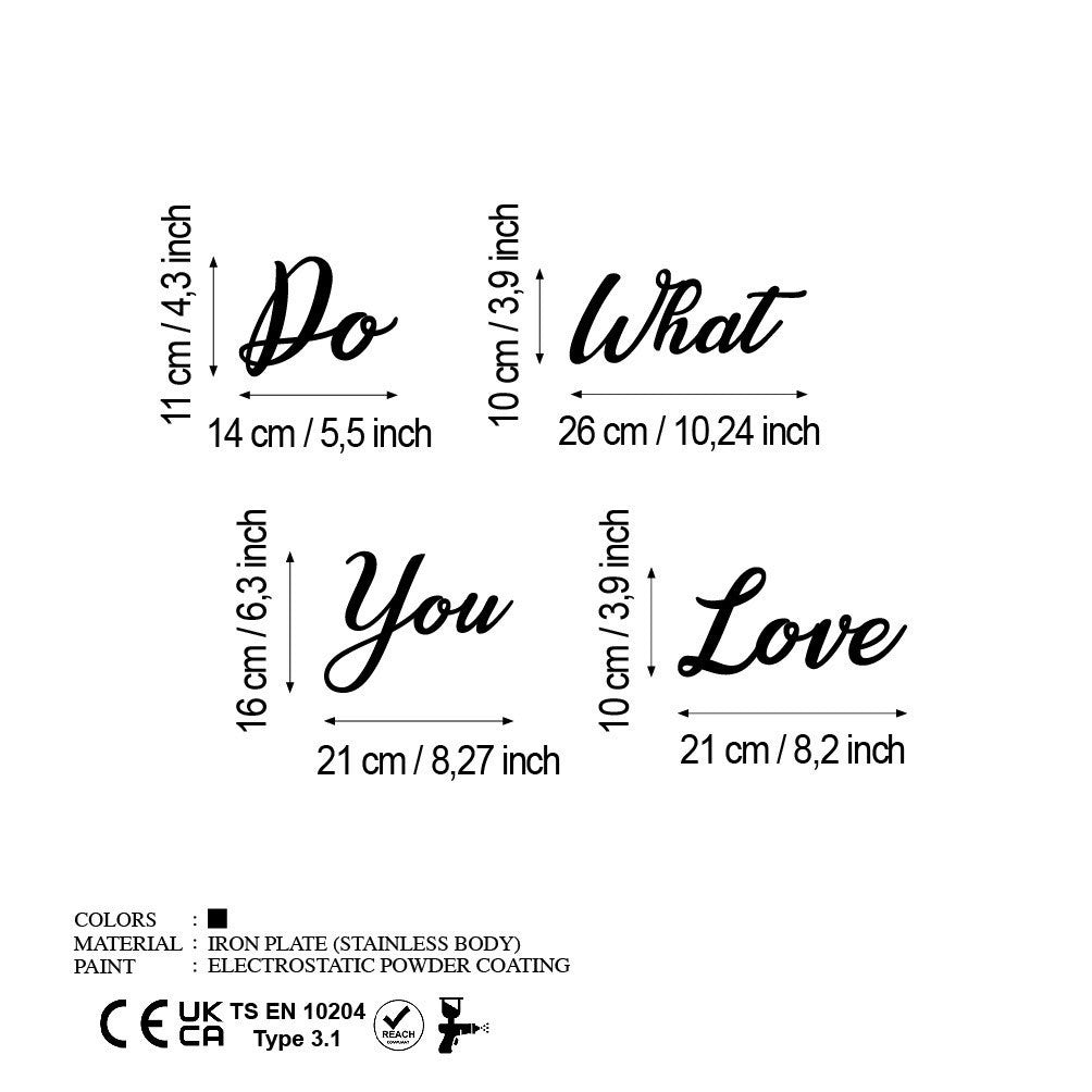 Entdecken Sie die Do Love Love Wanddeko von Wallity – ein stilvolles, schwarzes Metall-Accessoire, das jeden Raum in ein elegantes Kunstwerk verwandelt.