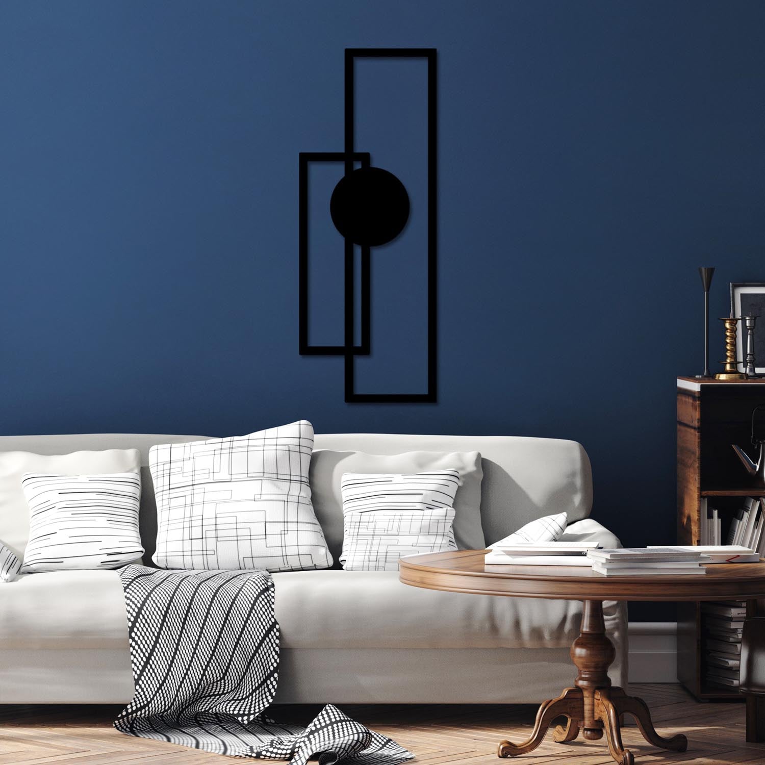 Gestalten Sie Ihre Wände neu mit der stilvollen Astratto Wanddeko in Schwarz von Wallity – ein elegantes Metall-Accessoire für jeden Raum.