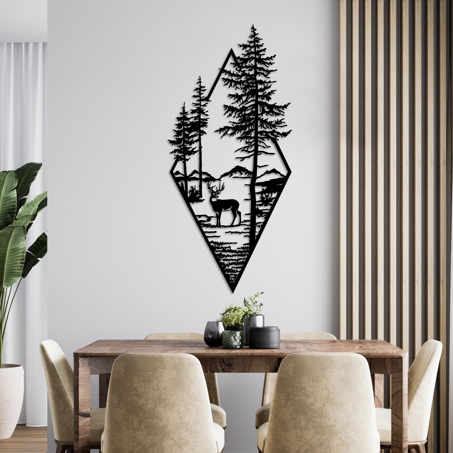 Entdecken Sie die Deer Wanddeko in Schwarz von Wallity – ein stilvolles Metallkunstwerk, das jedem Raum Eleganz und Charakter verleiht.