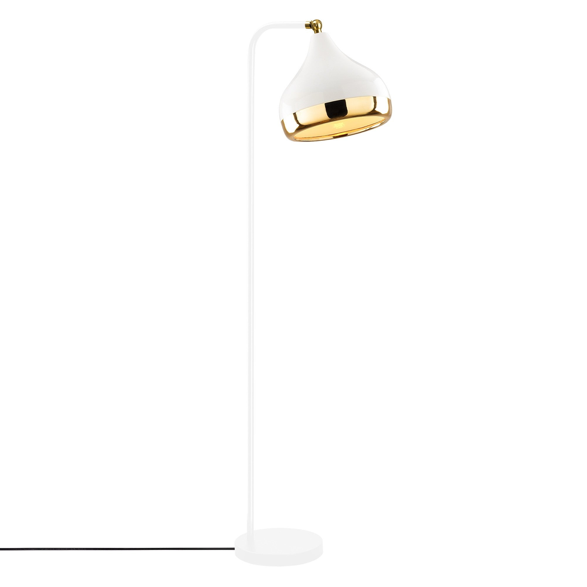 Stilvolle Yıldo Stehlampe von Opviq in edlem Weiß und Gold. Perfekt für moderne Wohnräume, schafft sie eine einladende Atmosphäre mit warmem Licht.