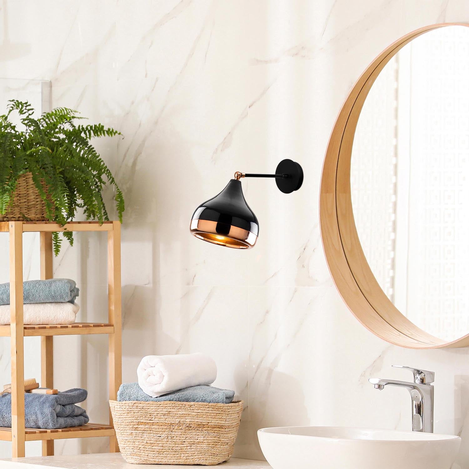 Entdecken Sie die elegante Yıldo Wandleuchte in Schwarz und Kupfer von Opviq. Perfekt für stilvolle Akzente in jedem Raum!