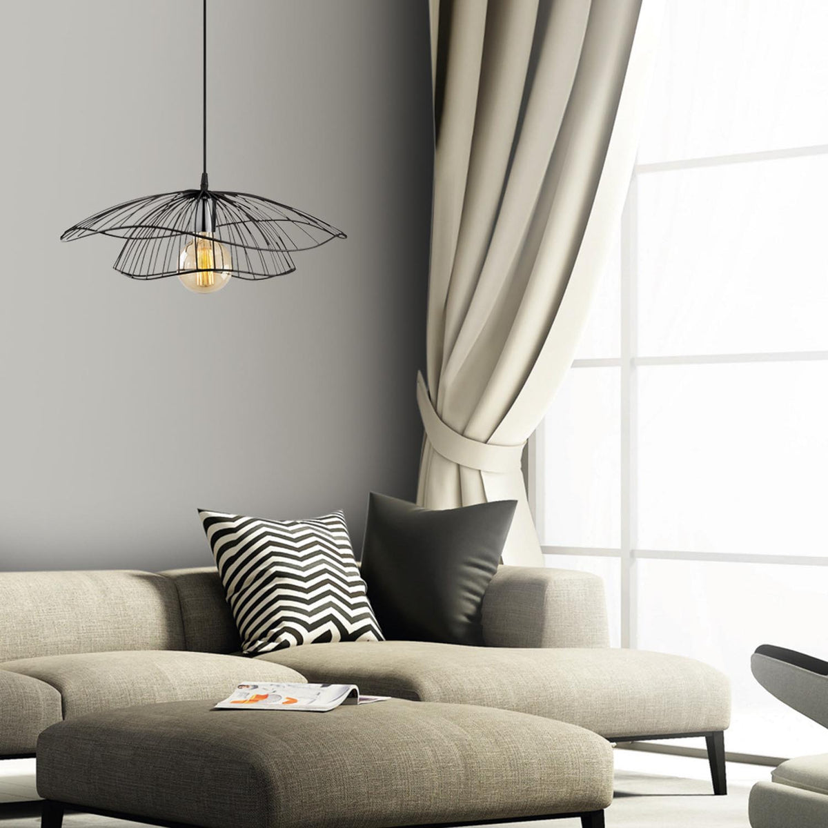 Tel Pendellampe - Schwarz in Schwarz präsentiert im Onlineshop von KAQTU Design AG. Pendelleuchte ist von Opviq