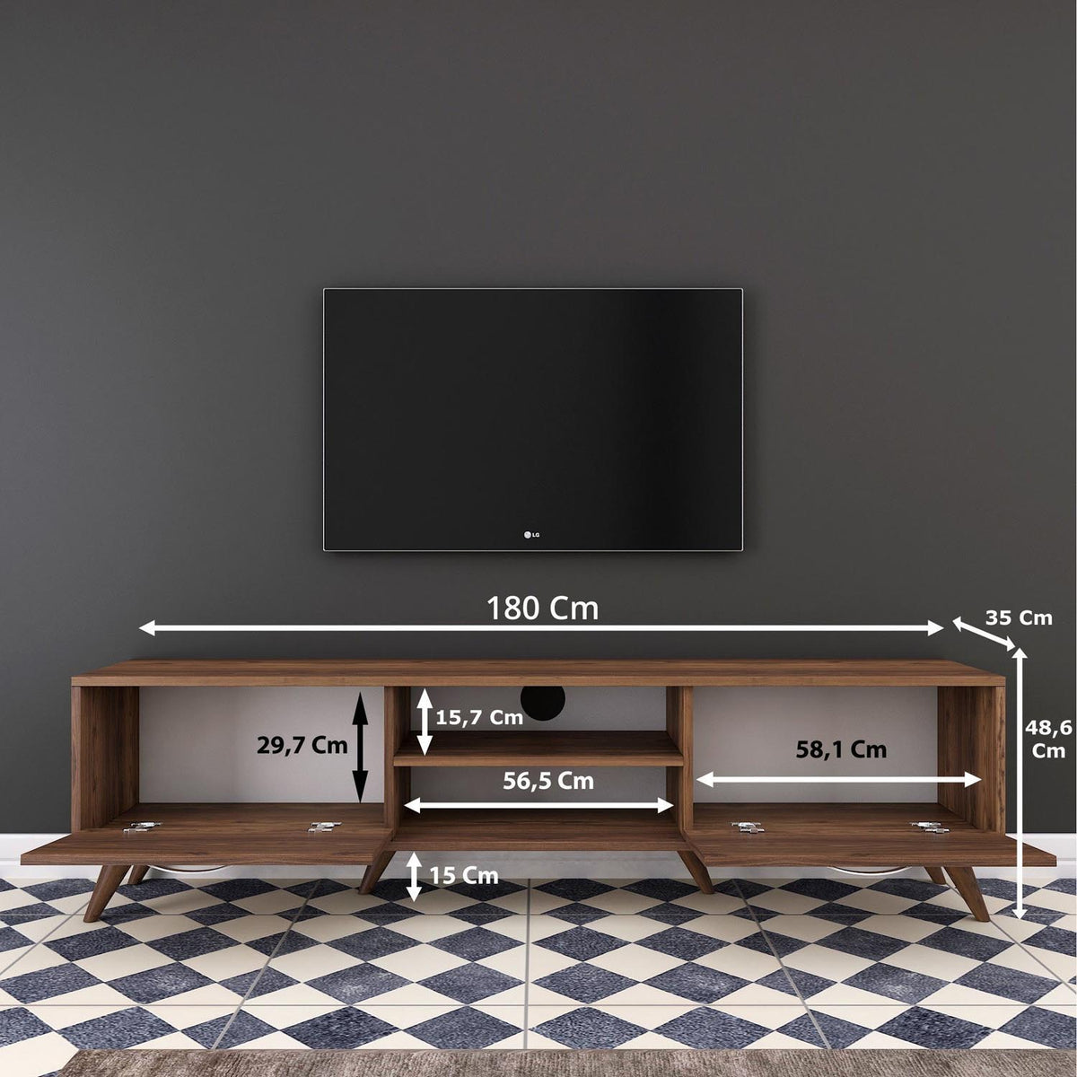 A9 Sideboard - Walnuss in Walnuss präsentiert im Onlineshop von KAQTU Design AG. Sideboard ist von Hanah Home