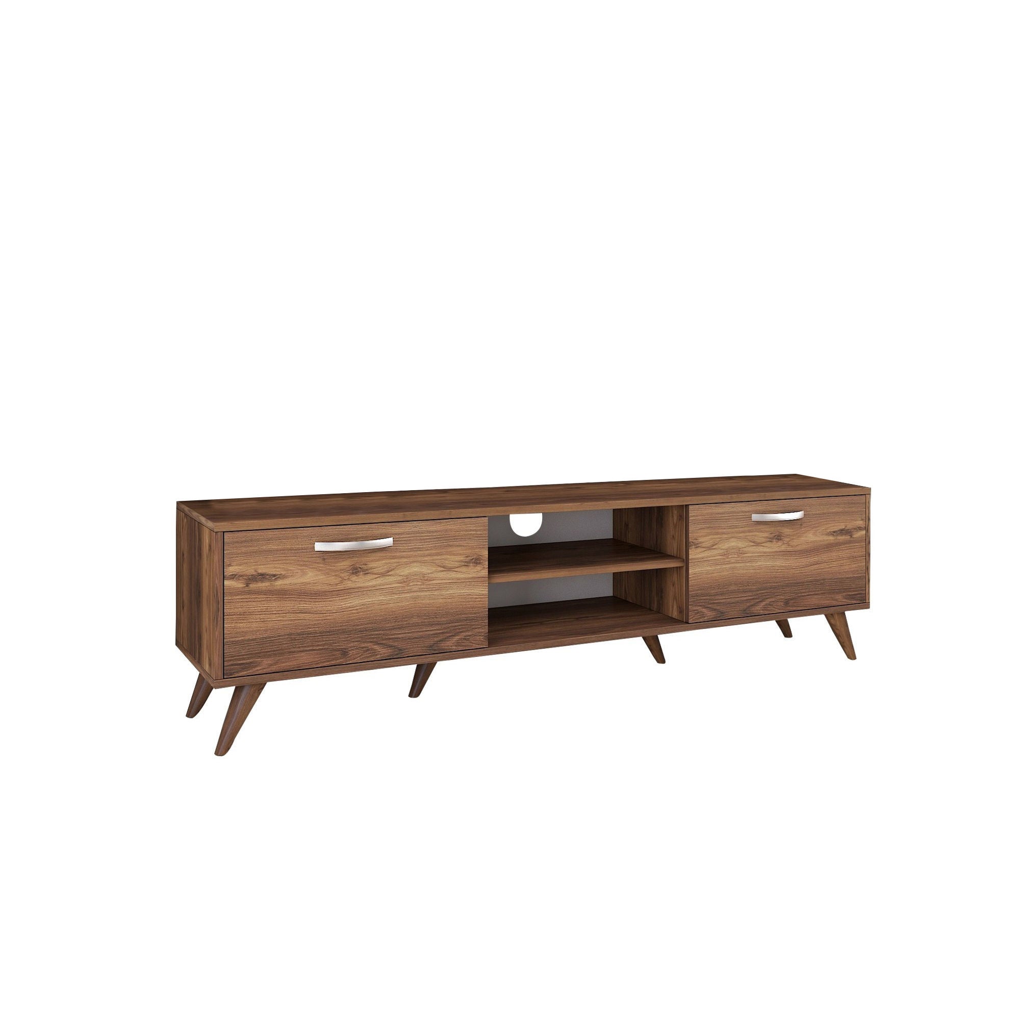 Gestalten Sie Ihr Zuhause stilvoll mit dem A9 Sideboard in Walnuss von Hanah Home. Perfekt für Ordnung und Eleganz im Wohnbereich!