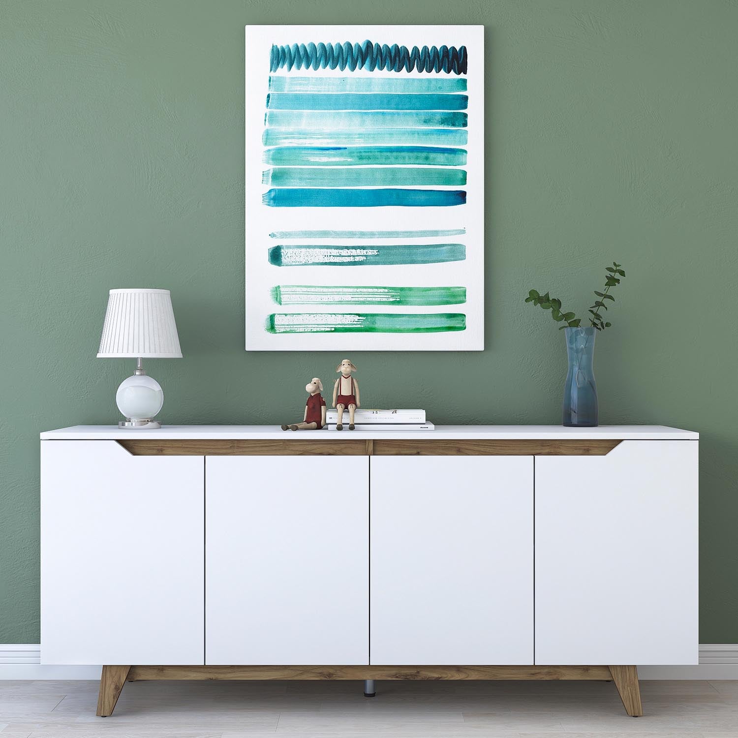 Entdecken Sie das elegante GD102 High-Sideboard in Weiß und Walnuss von Hanah Home. Stilvolles Design trifft auf praktischen Stauraum für Ihr Zuhause.