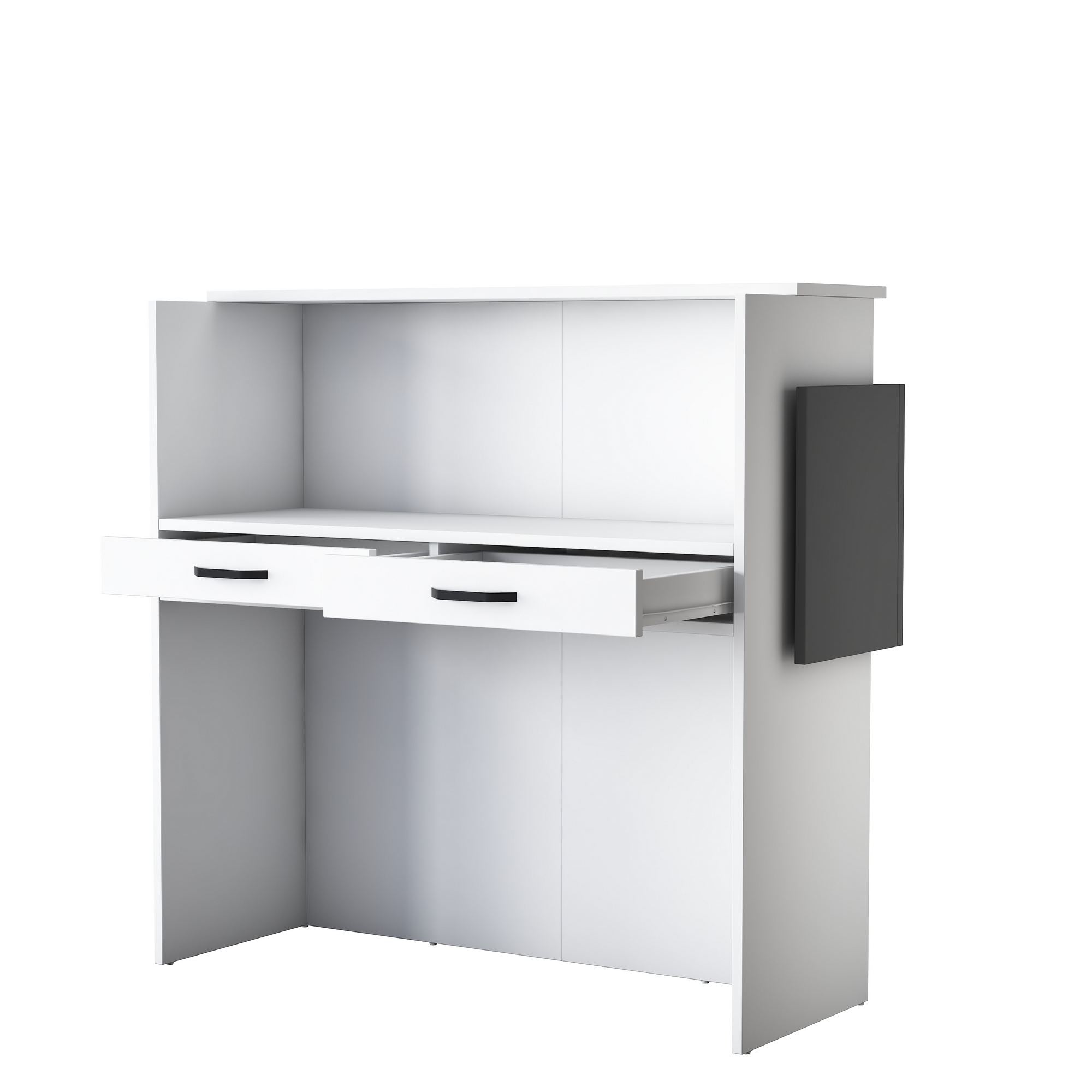 Eleganter Empfangstisch MA102 in Weiß und Marmor von Hanah Home. Ideal für eine stilvolle Atmosphäre in jedem Empfangsbereich.