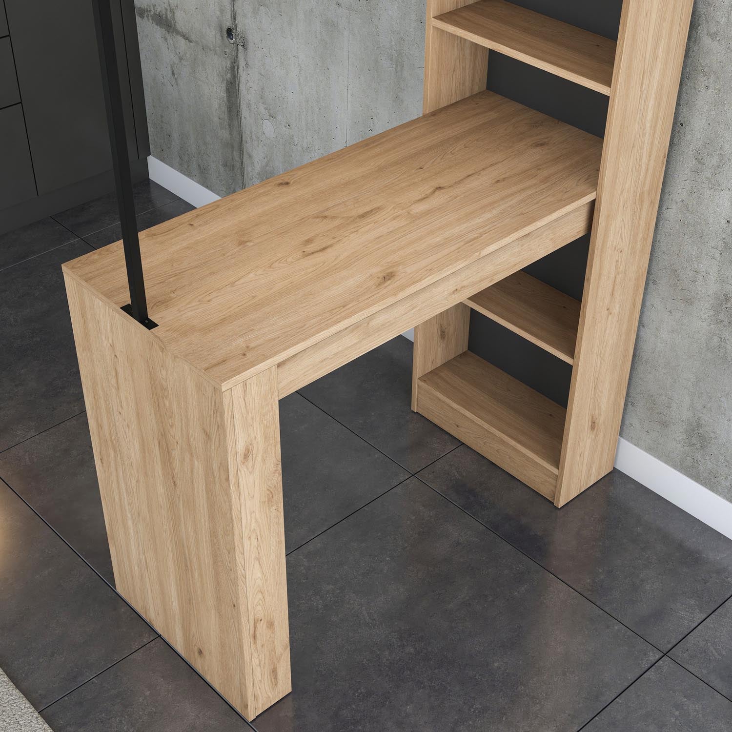 Eleganter JA117 Esstisch in Walnuss Schwarz von Hanah Home. Ideal für jeden Raum, vereint Stil und Funktionalität mit praktischem Stauraum.