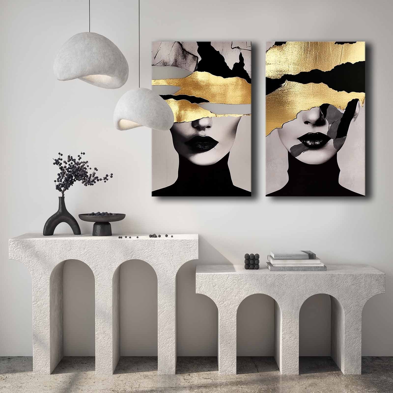 Verleihen Sie Ihrem Raum mit dem 2P4570GSC-019 von Wallity einen Hauch von Kunst und Eleganz. Dieses mehrfarbige Gemäldeset verwandelt Ihr Zuhause in eine Oase der Schönheit.