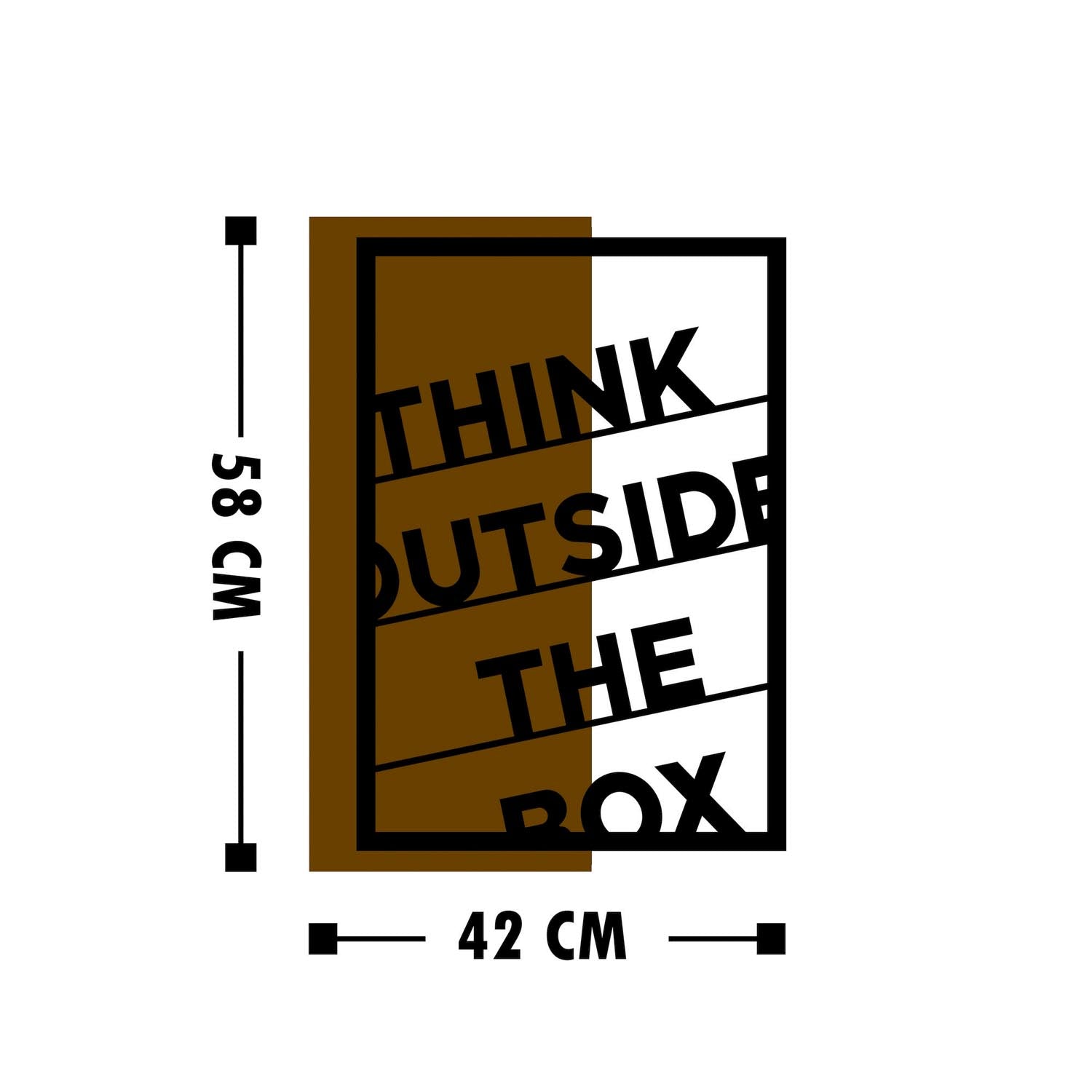 Gestalten Sie Ihre Wände neu mit der eleganten Wanddeko "Think Outside" in Walnuss Schwarz von Wallity. Ein einzigartiges Kunstwerk aus Holz und Metall.