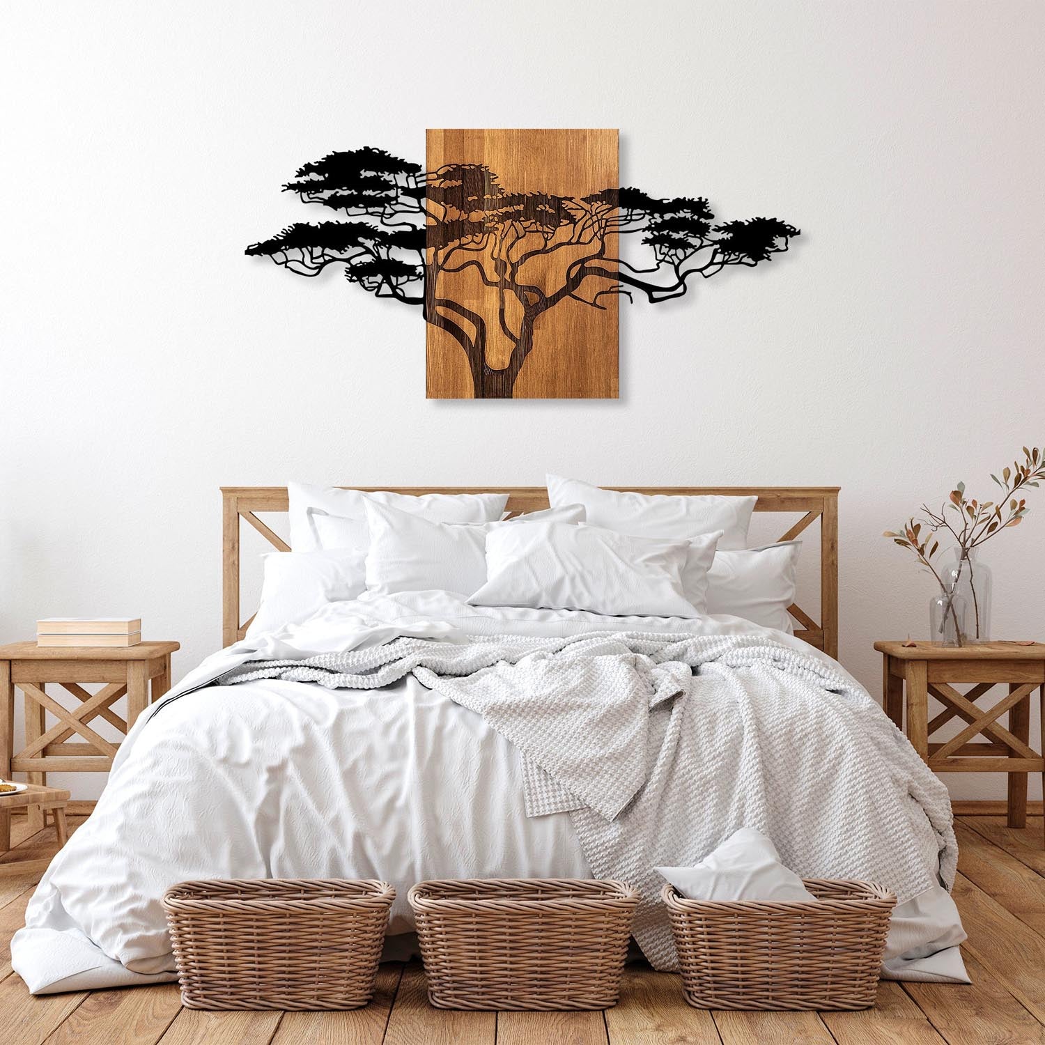 Verleihen Sie Ihrem Raum mit der Acacia Tree Wanddeko in Schwarznuss von Wallity einen Hauch von Eleganz und rustikalem Flair. Ein zeitloses Kunstwerk!