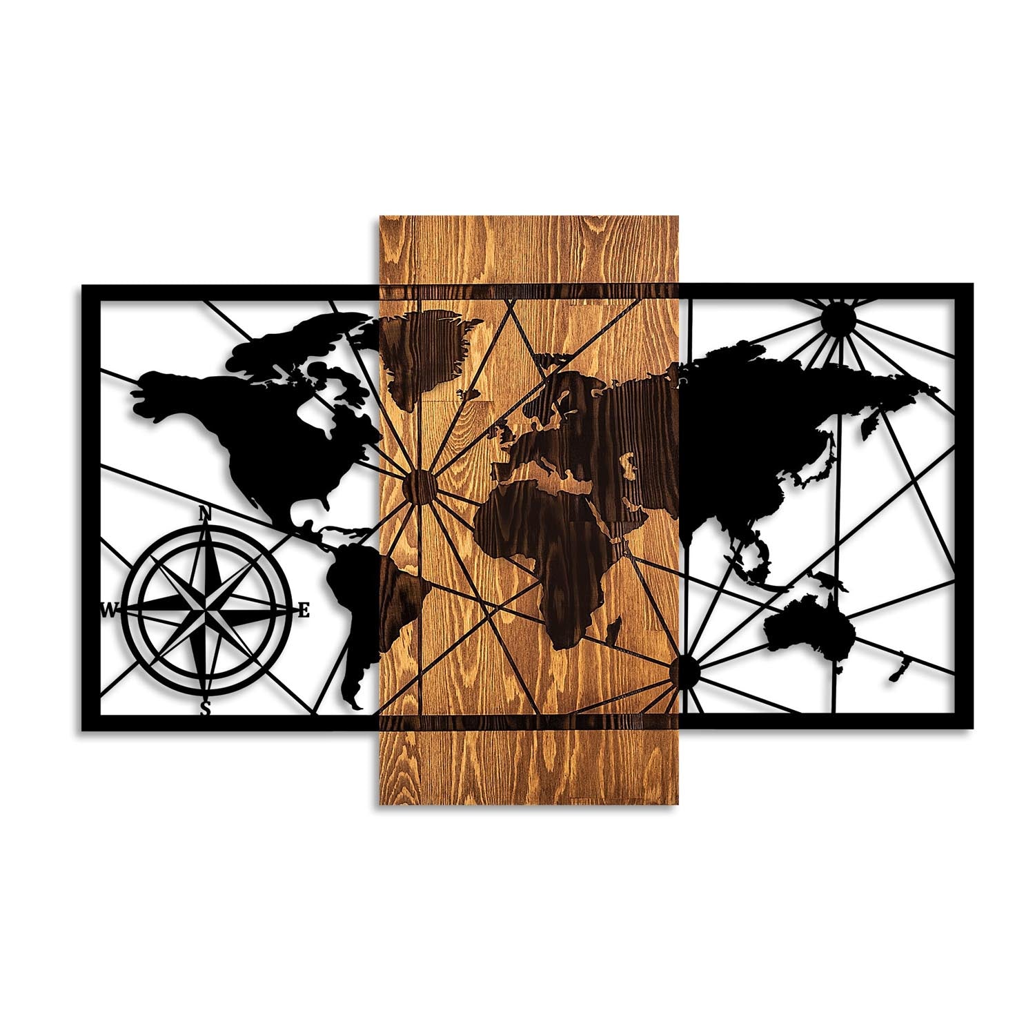 World Map 3-M in Walnuss Schwarz präsentiert im Onlineshop von KAQTU Design AG. Wanddeko ist von Wallity