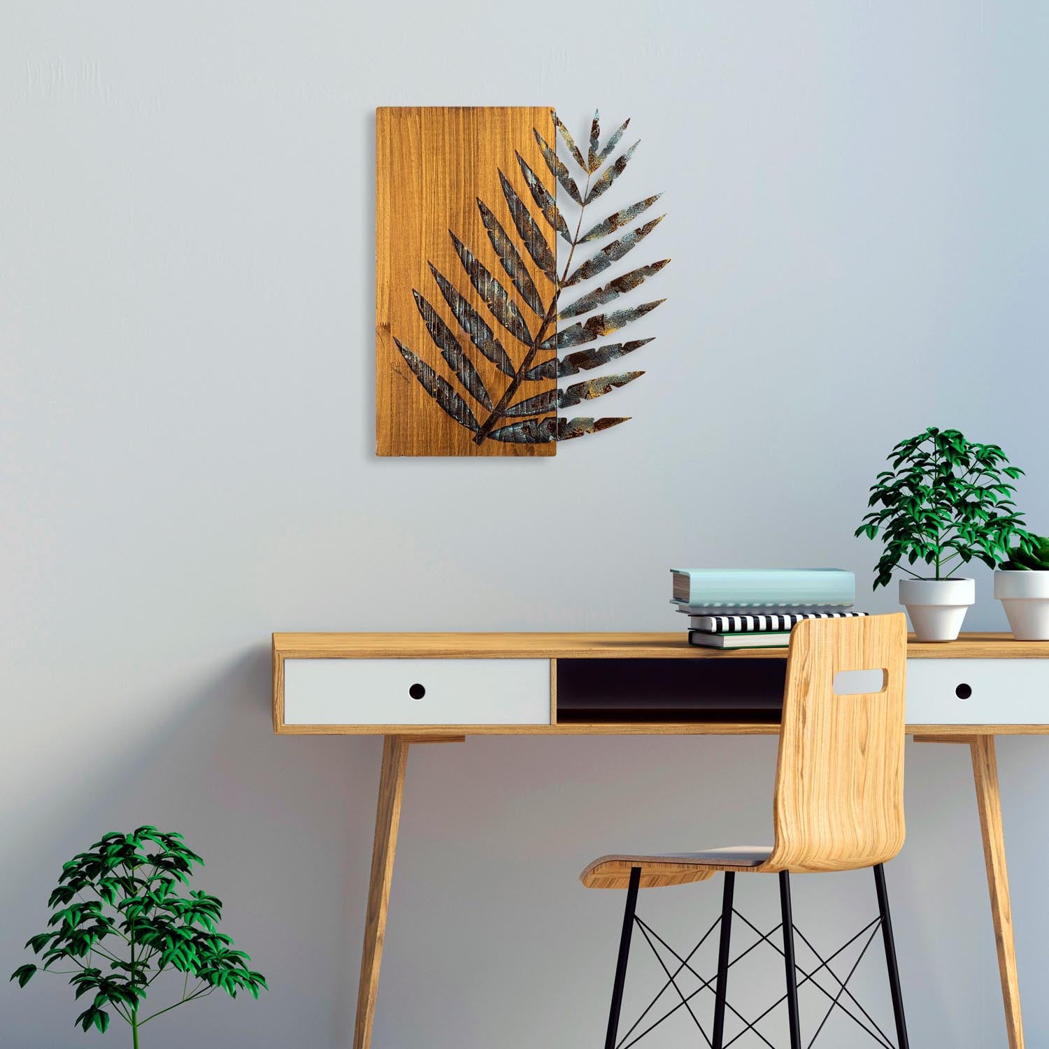 Verleihen Sie Ihrem Zuhause mit der Leaf 3 Wanddeko von Wallity einen Hauch von Eleganz und Kunstfertigkeit – ein handgefertigtes Holzdekor, das begeistert.