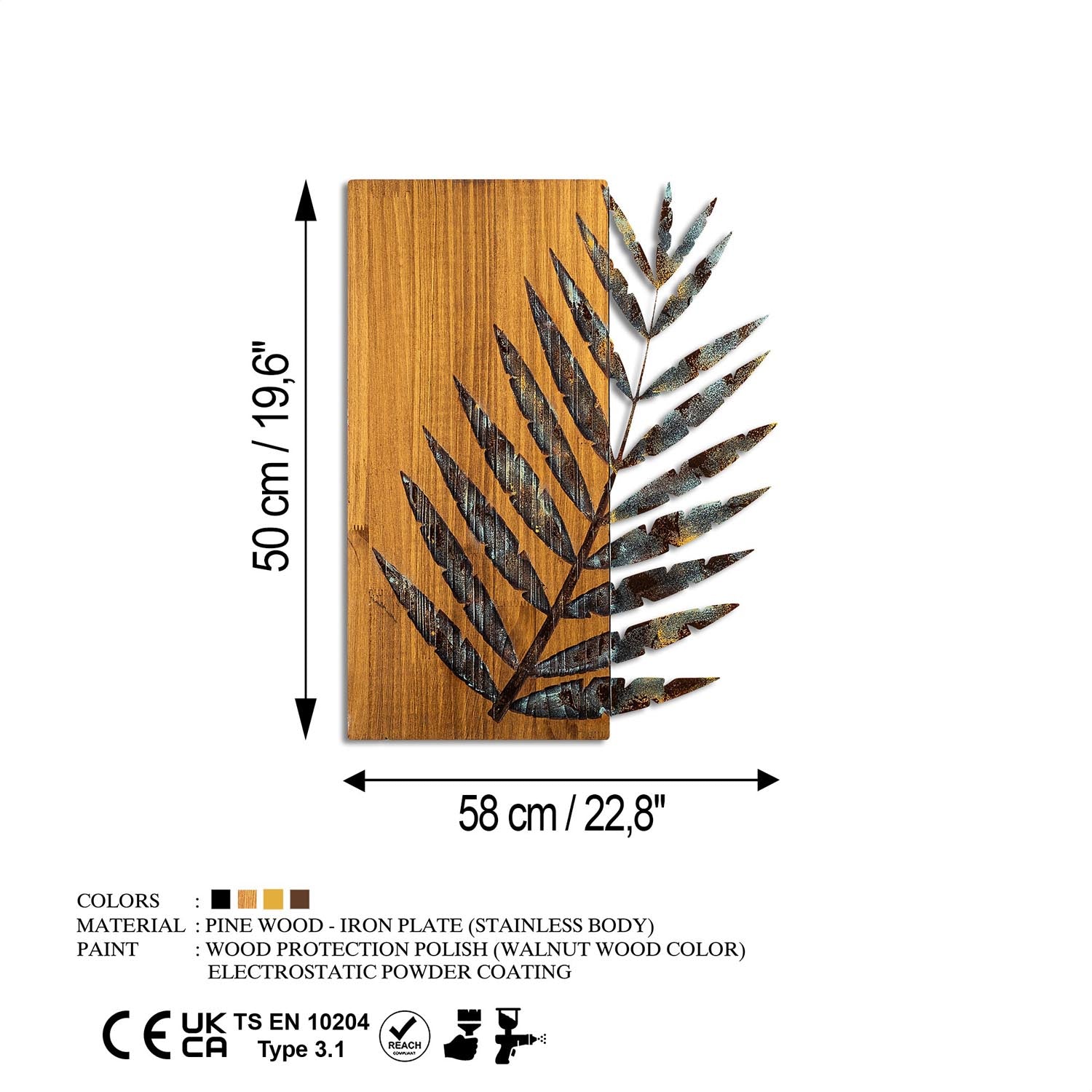 Verleihen Sie Ihrem Zuhause mit der Leaf 3 Wanddeko von Wallity einen Hauch von Eleganz. Handgemalt und aus 100% Holz, ist sie der perfekte Blickfang.