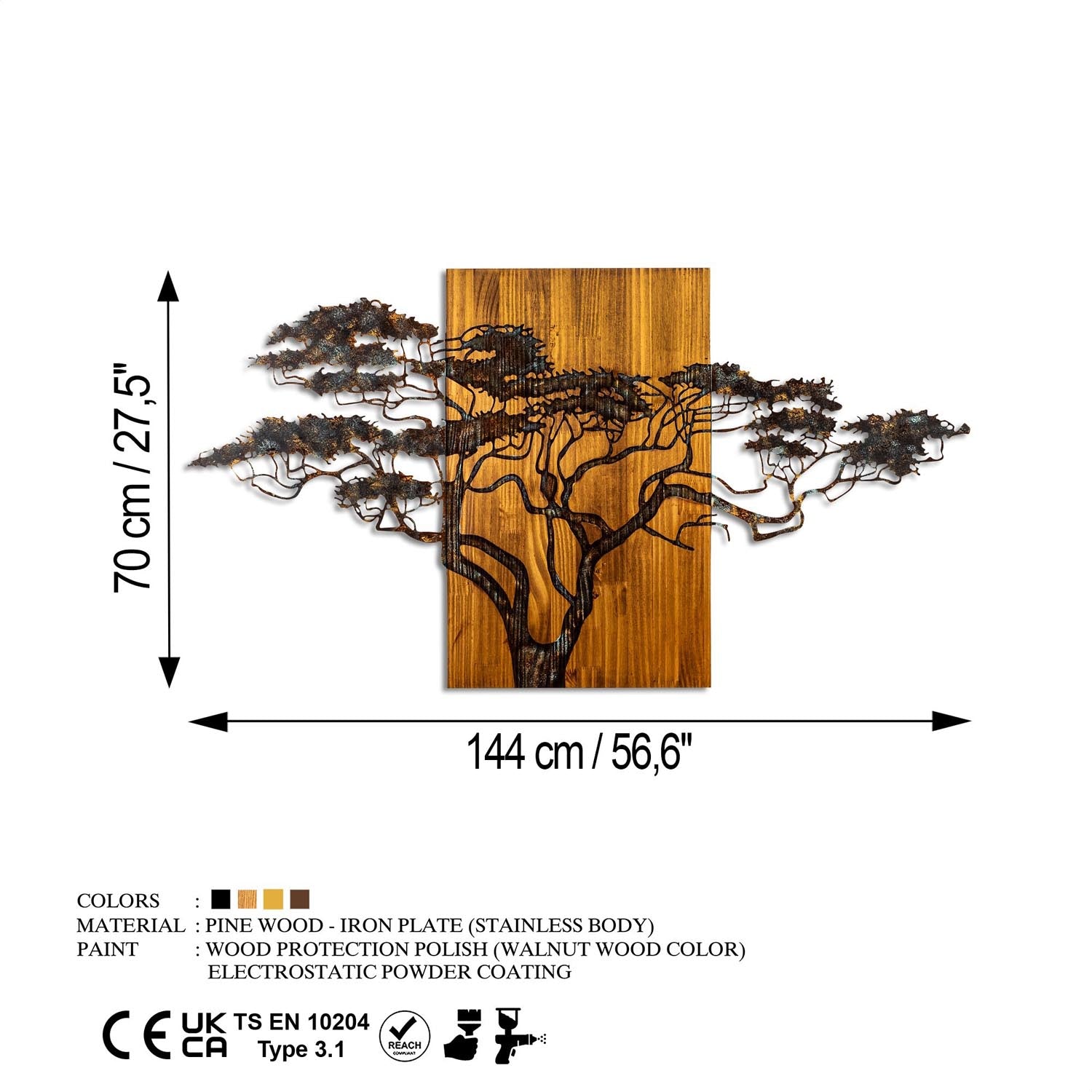 Verleihen Sie Ihrem Raum mit der handgefertigten Acacia Tree Wanddeko von Wallity einen Hauch von Eleganz. Echtes Holz, einzigartiges Design!