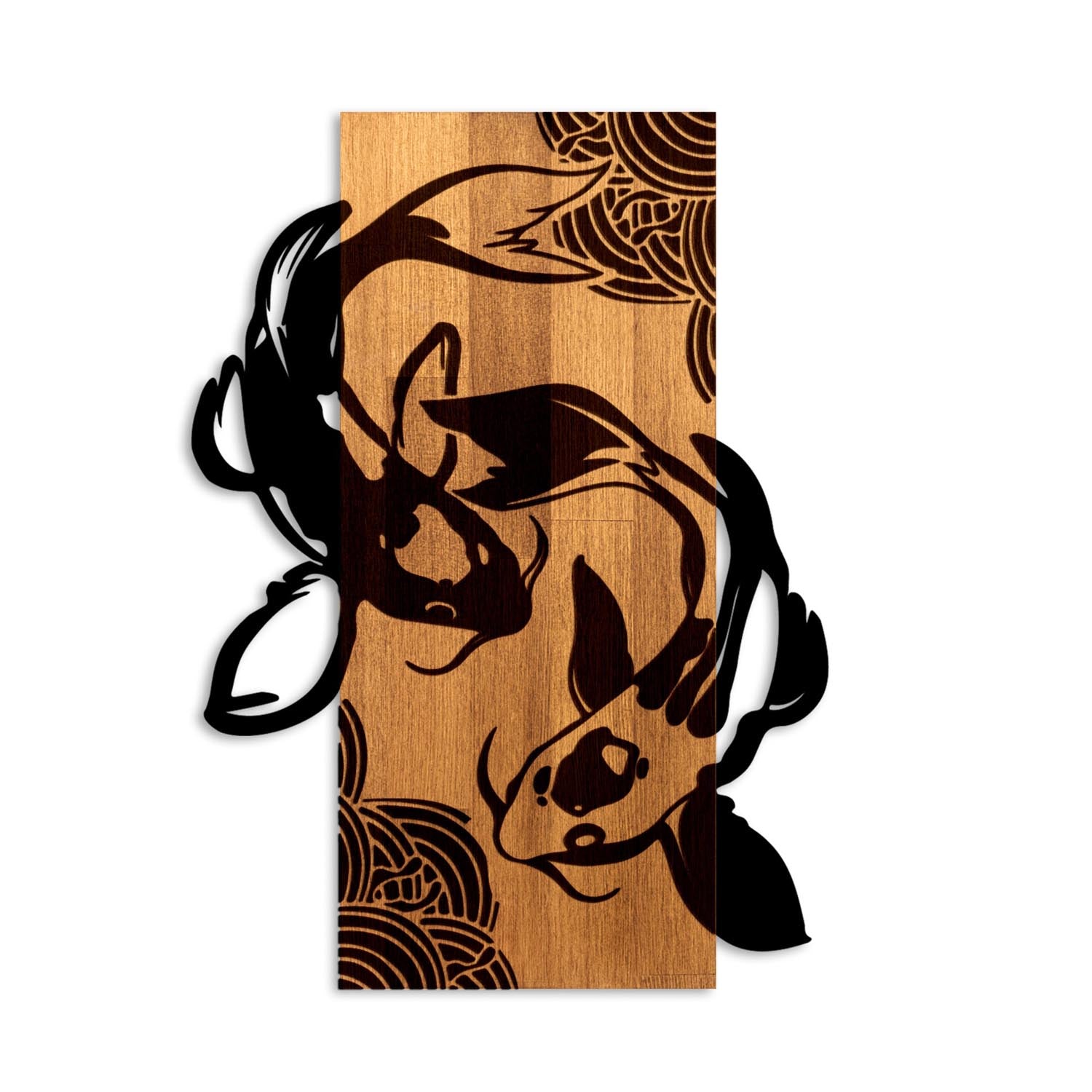 Fish Yang in Walnuss Schwarz präsentiert im Onlineshop von KAQTU Design AG. Wanddeko ist von Wallity