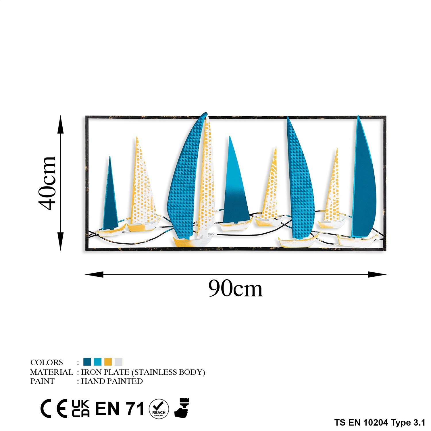 Entdecken Sie die Yelkenli 2 Wanddeko von Wallity – ein handgefertigtes Metallkunstwerk, das jedem Raum Eleganz und Stil verleiht.