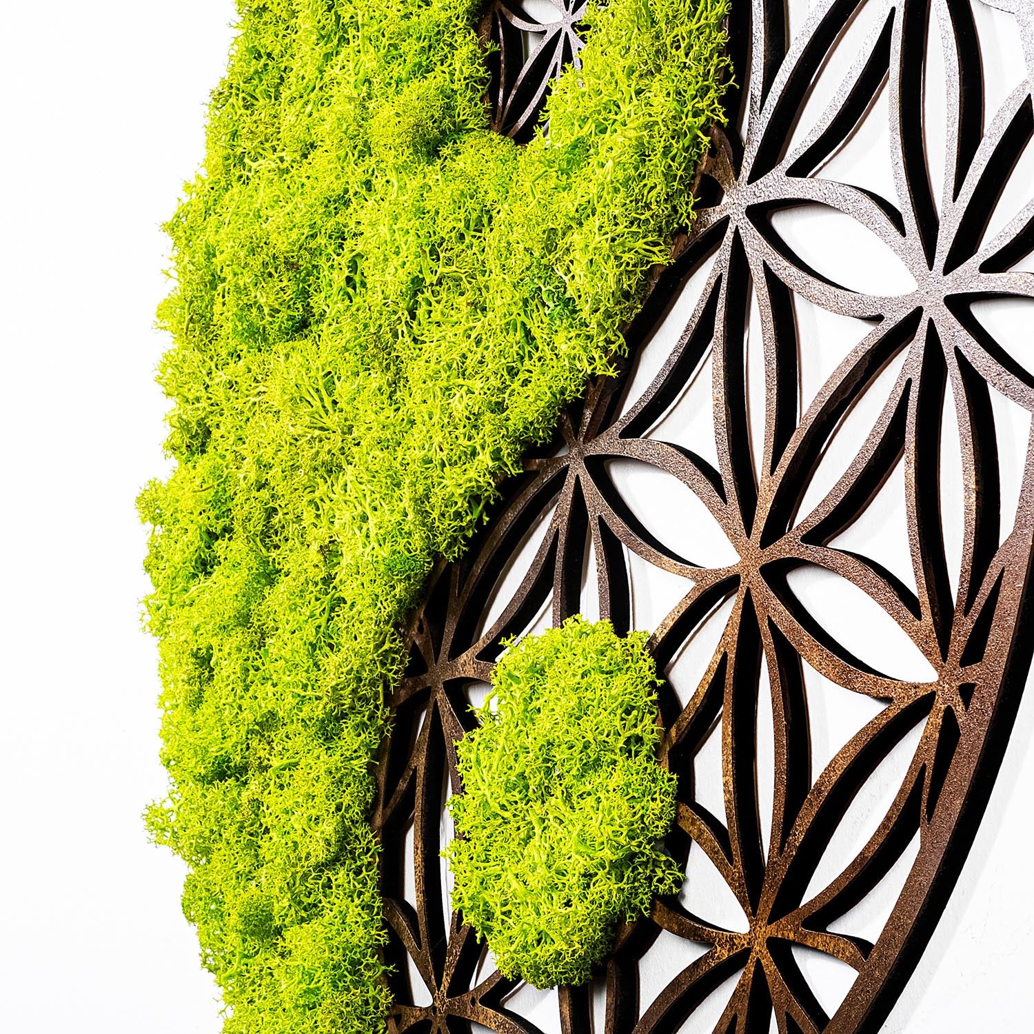 Entdecken Sie die handgefertigte Yin Yang Wanddeko in Grün und Braun von Wallity – ein einzigartiges Kunstwerk für ein harmonisches Wohnambiente.