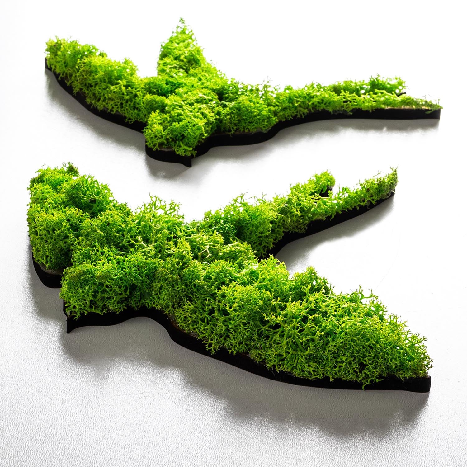 Entdecken Sie die handgefertigte Wanddeko "Swallows" von Wallity in lebhaftem Grün – ein Kunstwerk, das Ihre Wände zum Strahlen bringt!