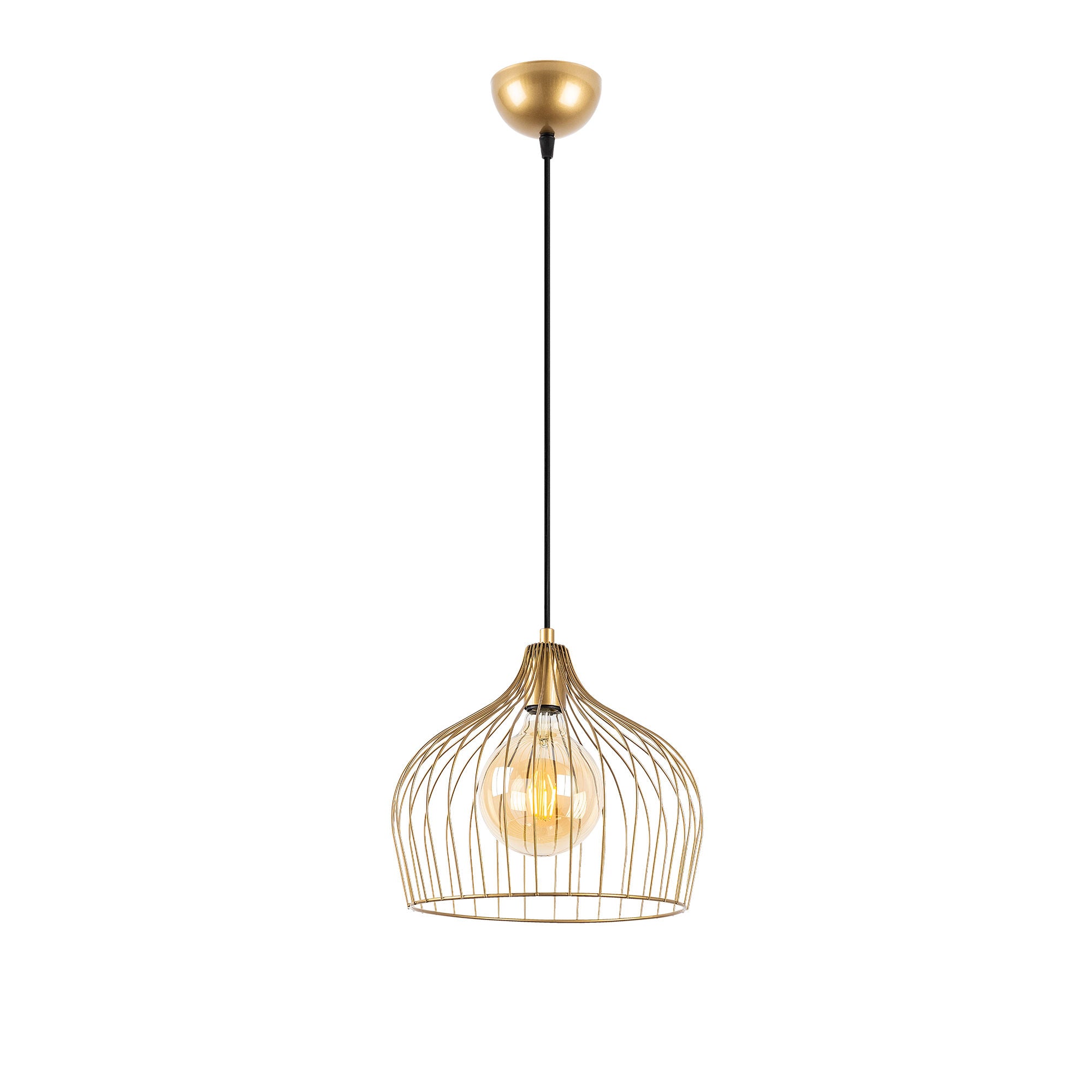 Verleihen Sie Ihrem Zuhause mit der Bek Pendelleuchte von Opviq in glänzendem Gold einen Hauch von Luxus und zeitloser Eleganz.