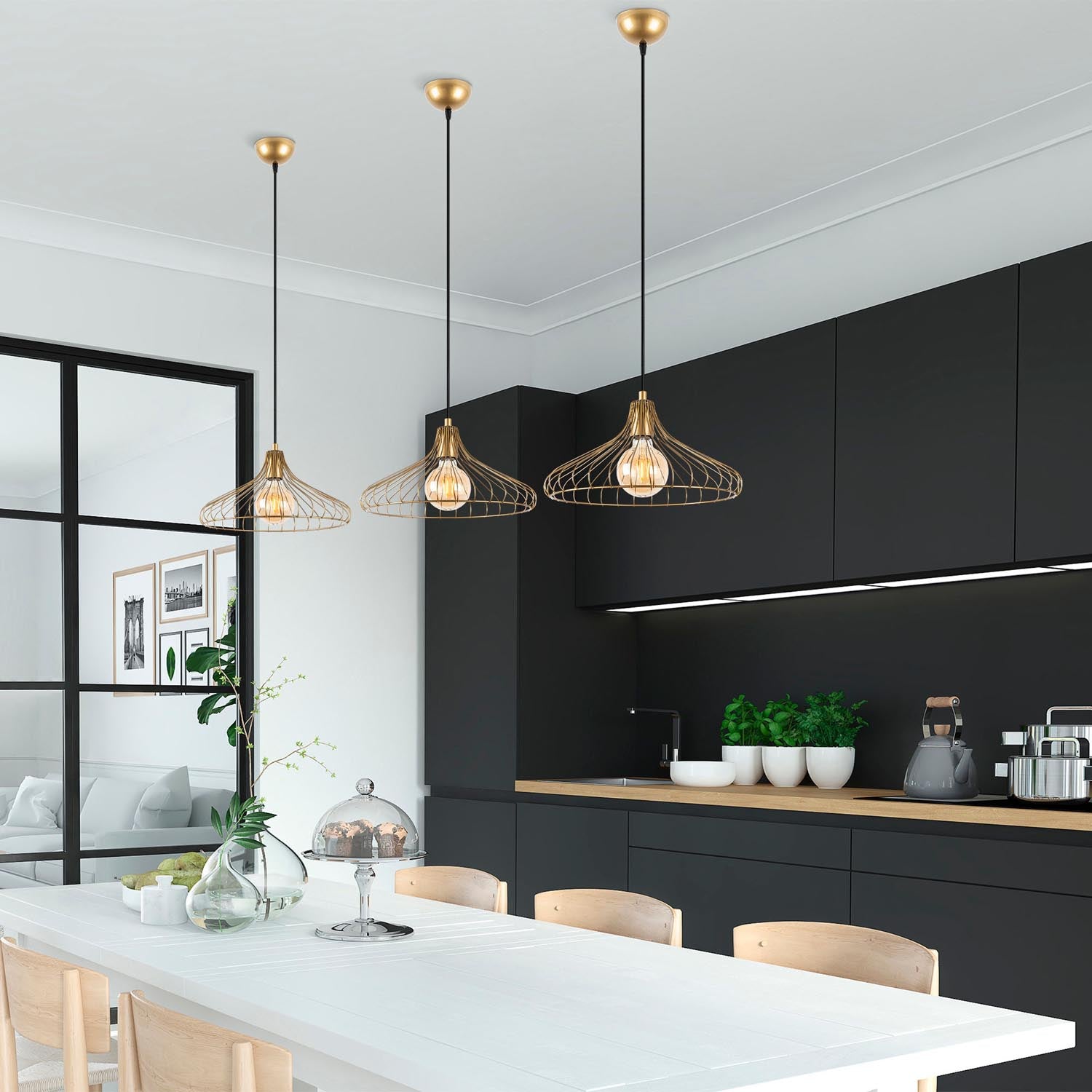 Verleihen Sie Ihrem Zuhause mit der DEPAY Pendelleuchte von Opviq in glänzendem Gold einen Hauch von Luxus und modernem Flair. Ideal für kreative Raumgestaltungen.