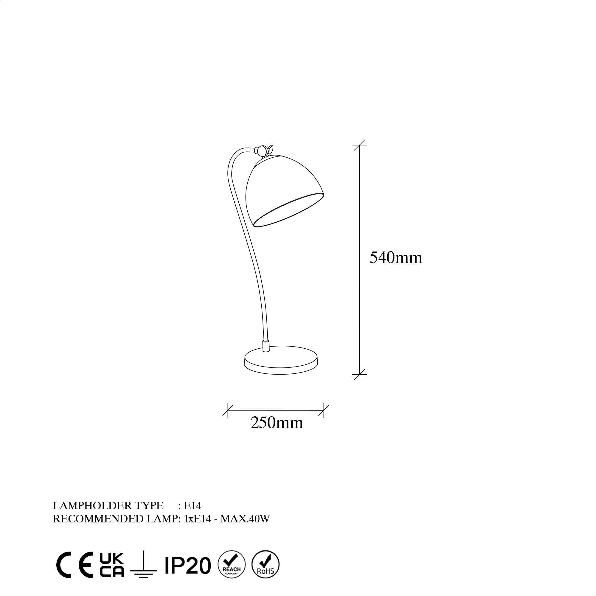 Acuka12295 Tischleuchte - Schwarz Gold