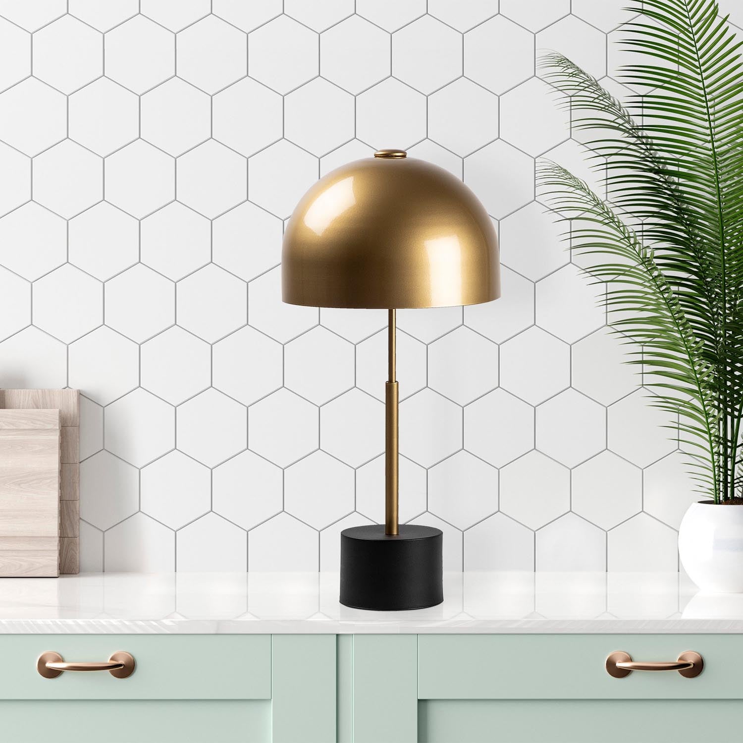 Mixed table lamp - black antique