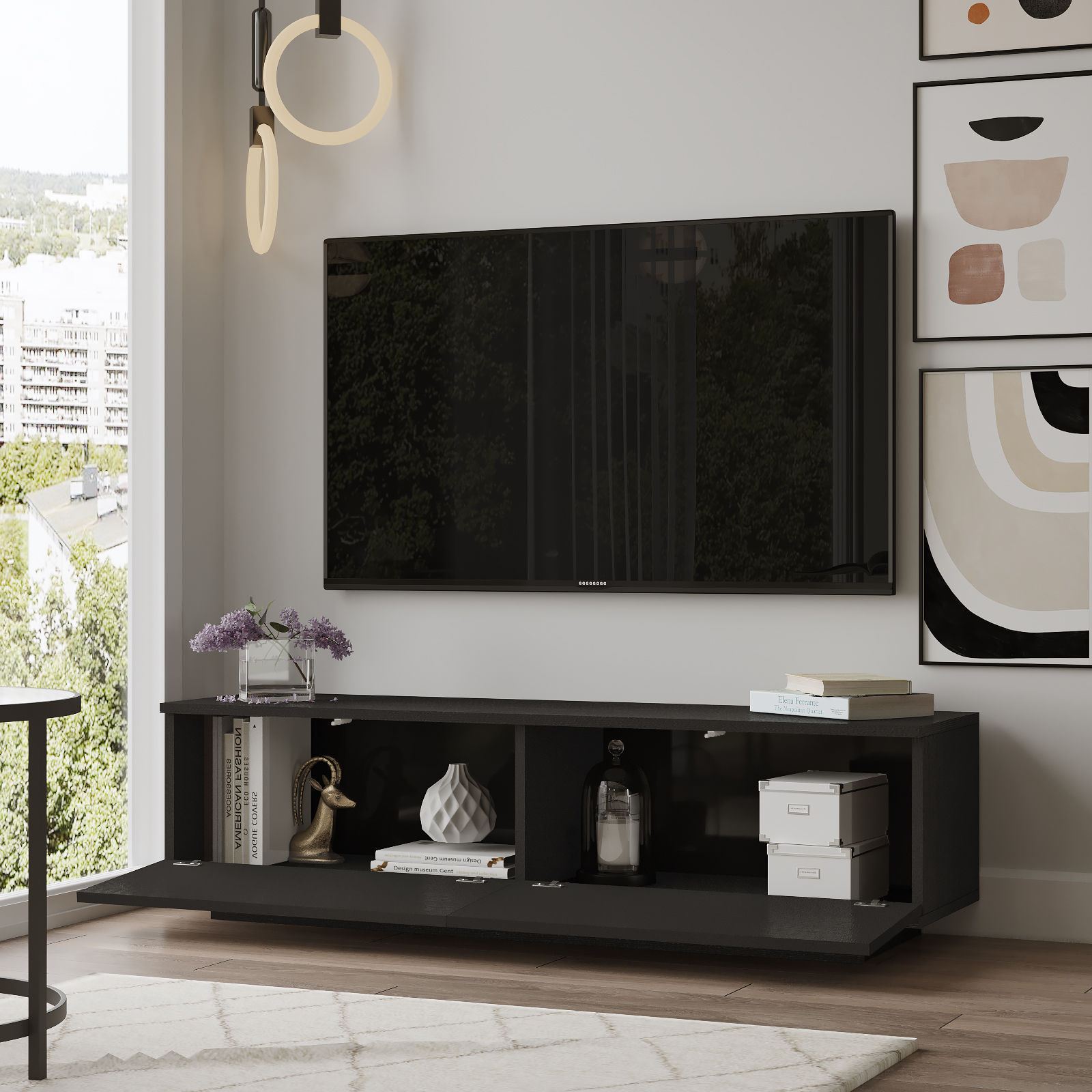 Gestalten Sie Ihr Zuhause mit dem eleganten Fn1 Sideboard in Schwarz von Hanah Home. Modernes Design, langlebige Materialien und viel Stauraum für Ihre Medien.