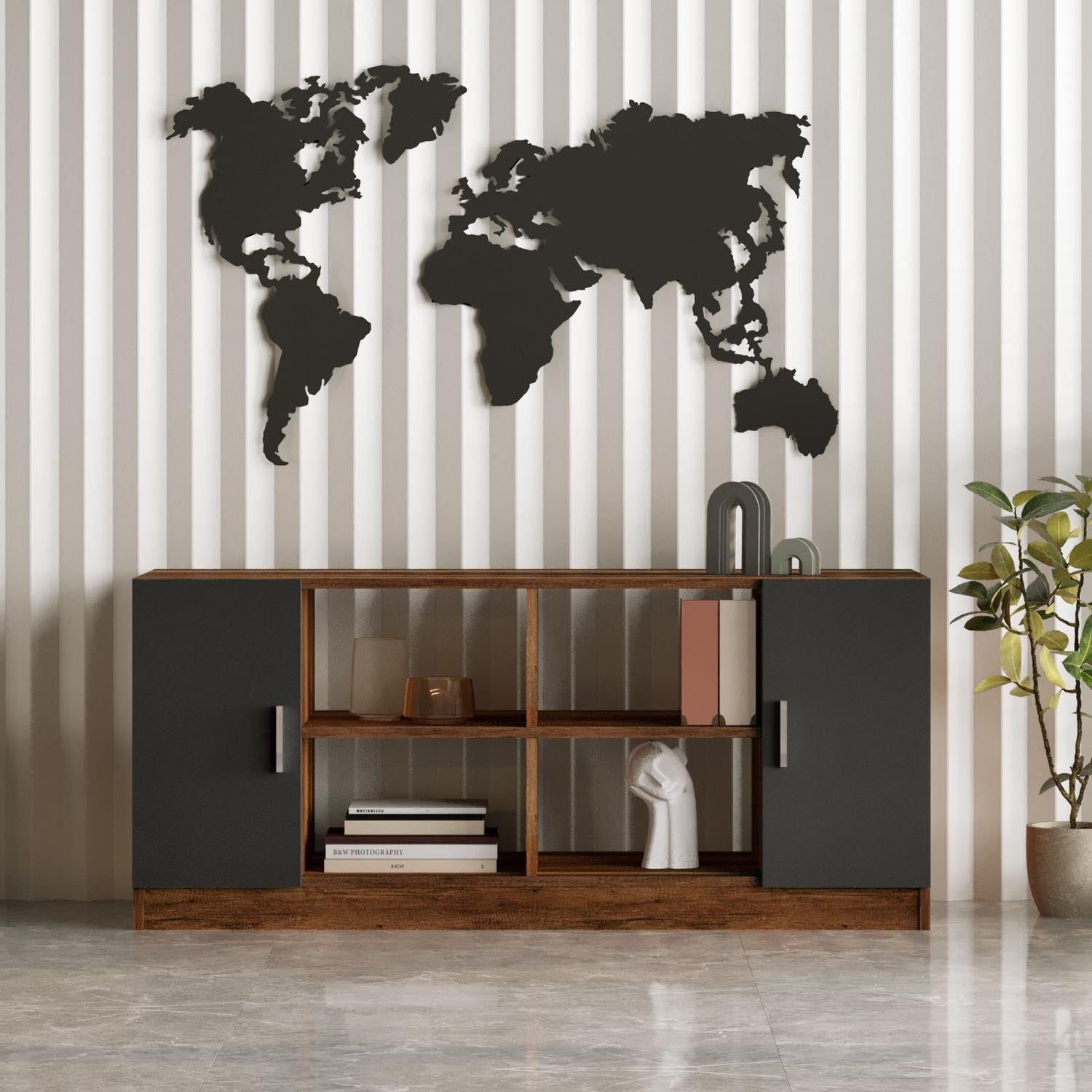 Gestalten Sie Ihr Büro stilvoll mit dem Vo15 Büromöbelset von Hanah Home in eleganter Walnuss- und Anthrazit-Optik – für Funktionalität und Ästhetik!