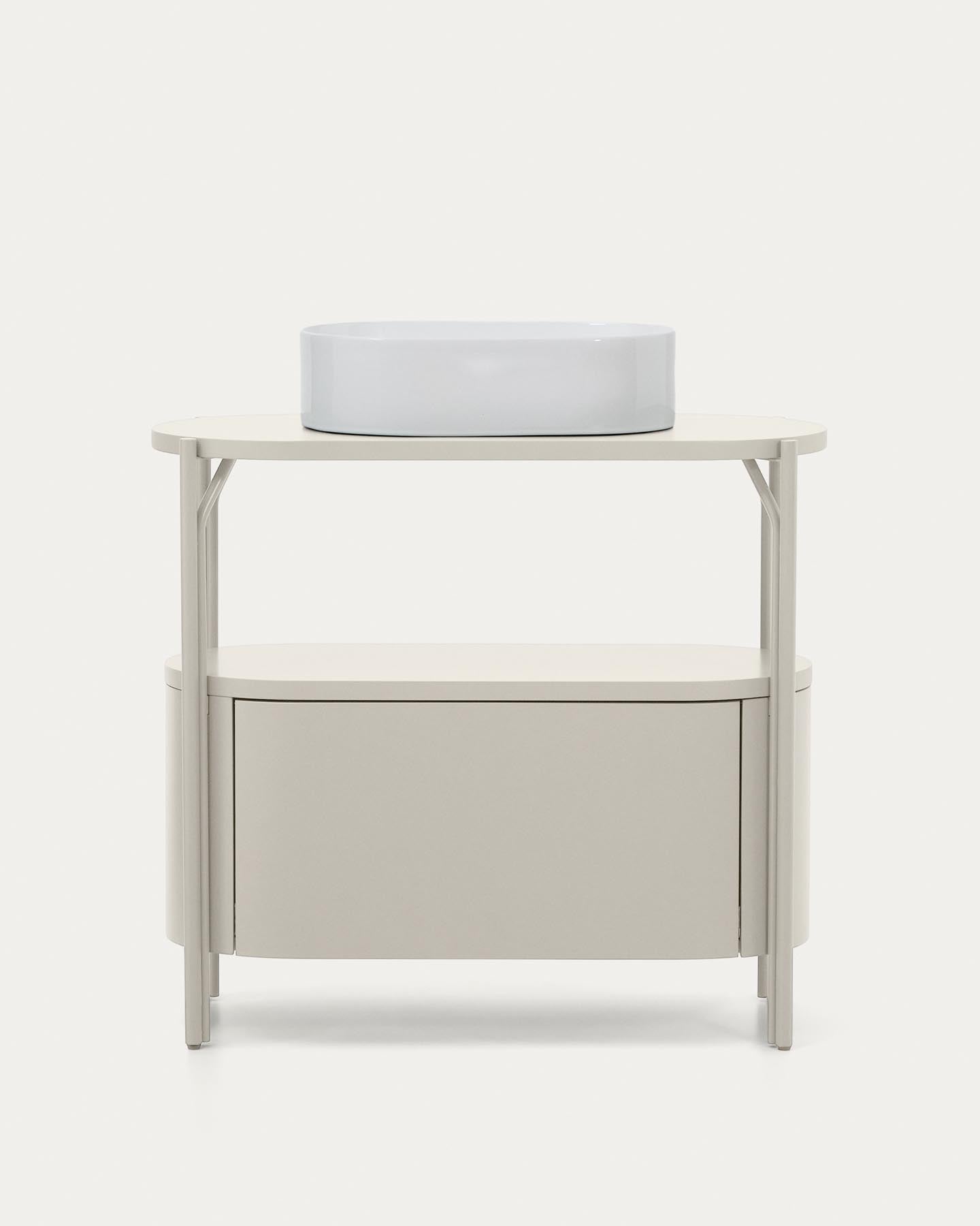 Badezimmermöbel Arely mit Stahlgestell und weiß lackiertem MDF, 90 x 40 cm in Beige präsentiert im Onlineshop von KAQTU Design AG. Badzubehör ist von Kave Home