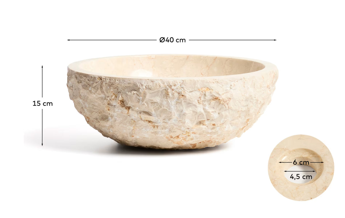 Lavabo da appoggio Orvane in marmo beige, Ø 40 cm