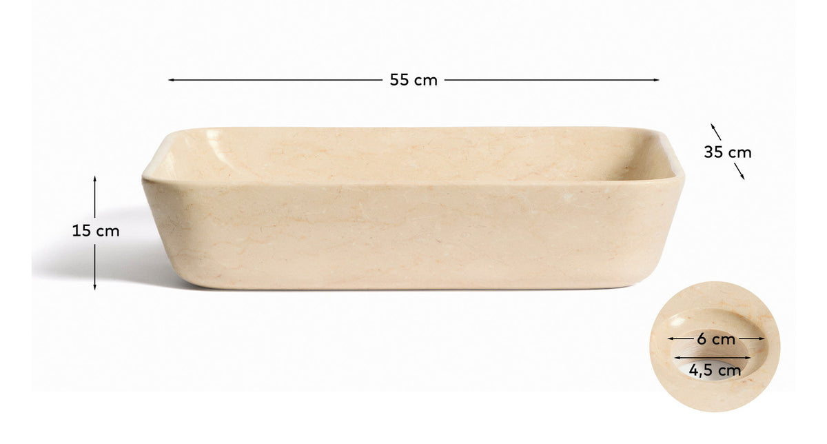 Aufsatzwaschbecken Darnen aus beigem Marmor, 55 x 35 cm in Beige präsentiert im Onlineshop von KAQTU Design AG. Badezimmermöbel ist von Kave Home